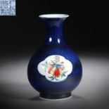 Qing dynasty sacrifice blue glaze window jade pot spring bottle