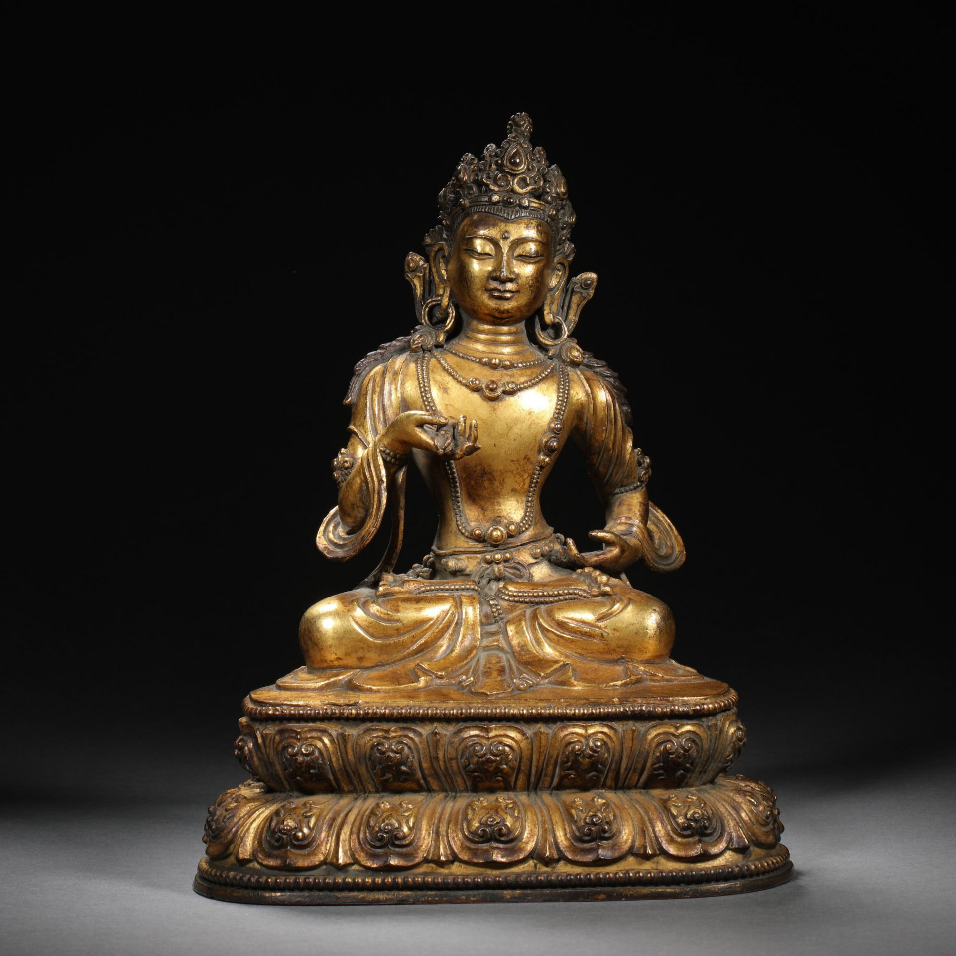 Tibetan gilt Vajrapani Buddha statue in the Ming Dynasty