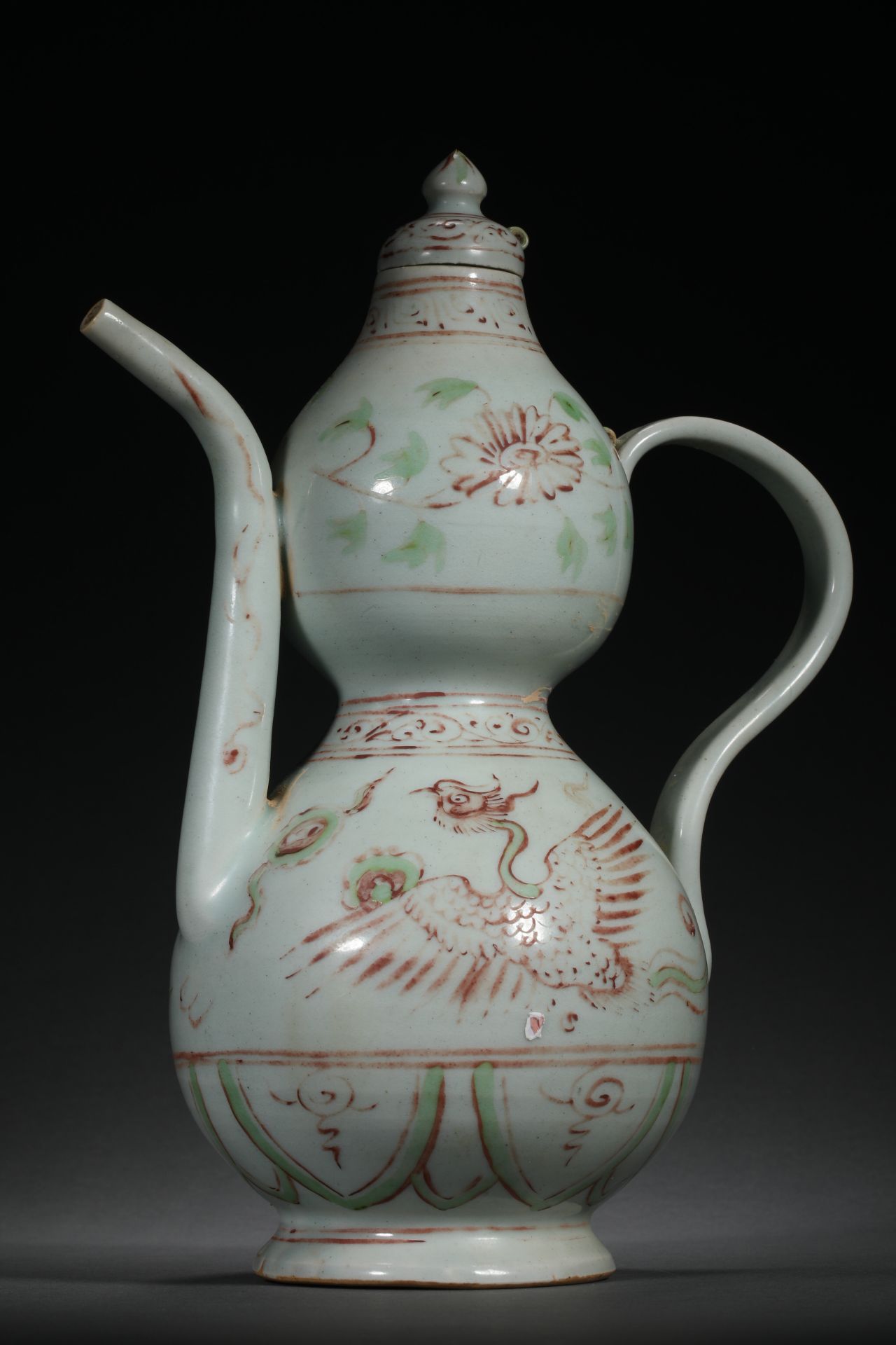 Ming dynasty multicolored gourd-type wine jug - Bild 7 aus 10