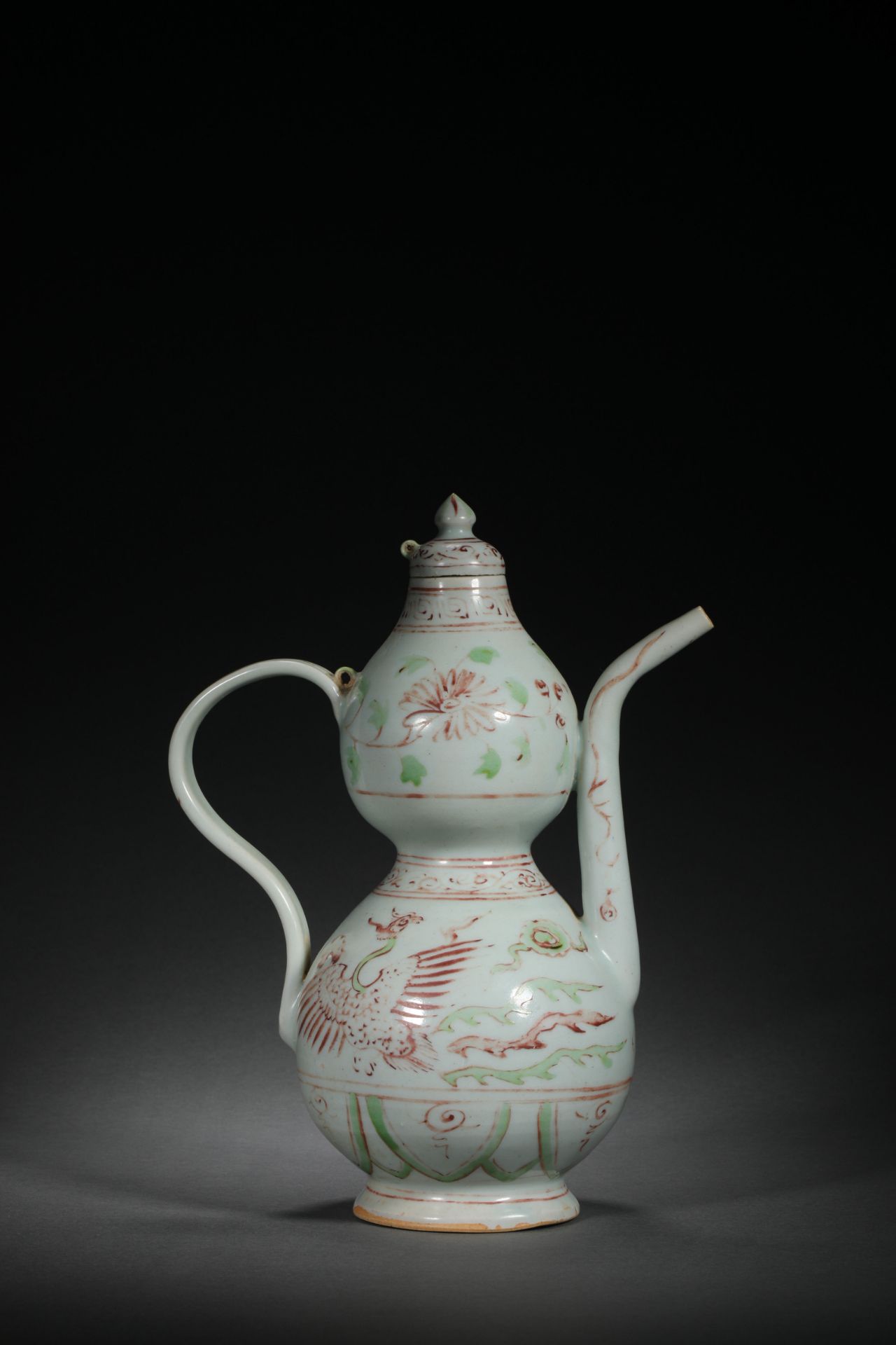 Ming dynasty multicolored gourd-type wine jug - Bild 2 aus 10