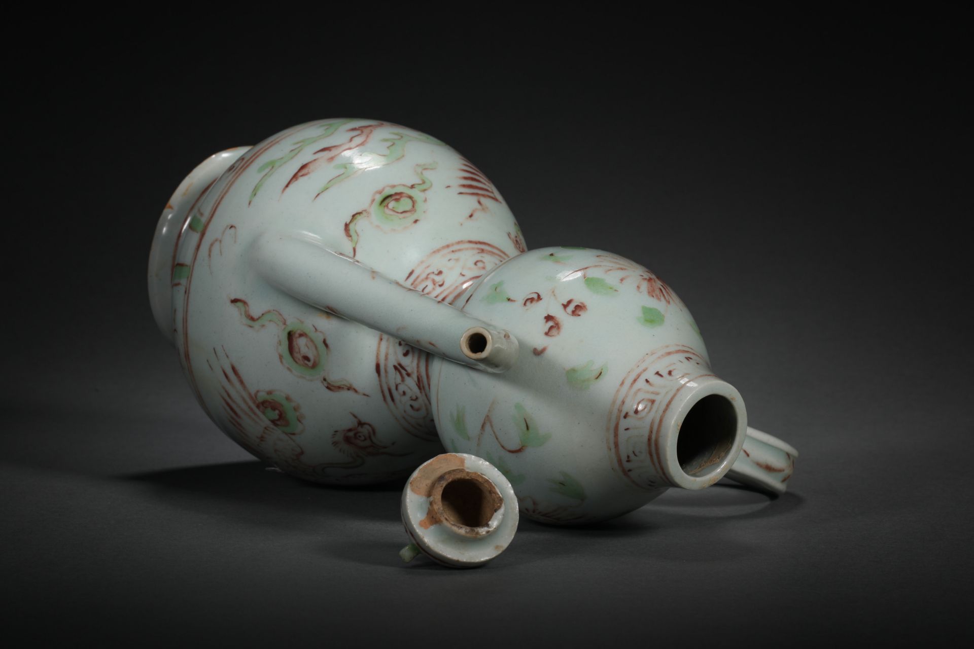 Ming dynasty multicolored gourd-type wine jug - Bild 9 aus 10