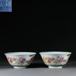A pair of pastel bowls with Qianlong inscription