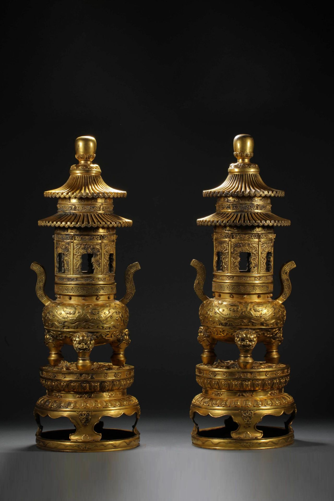 A pair of copper gilt aromatherapy - Image 2 of 20