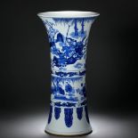 Blue and white porcelain figure flower objects