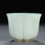 Hetian jade lotus petal jade cup