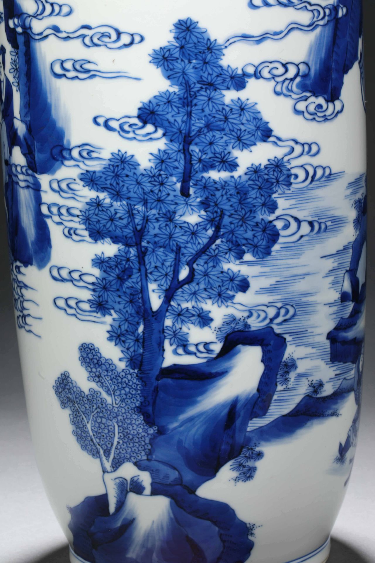 Kangxi inscription blue and white porcelain figure ornamental vase - Image 4 of 9