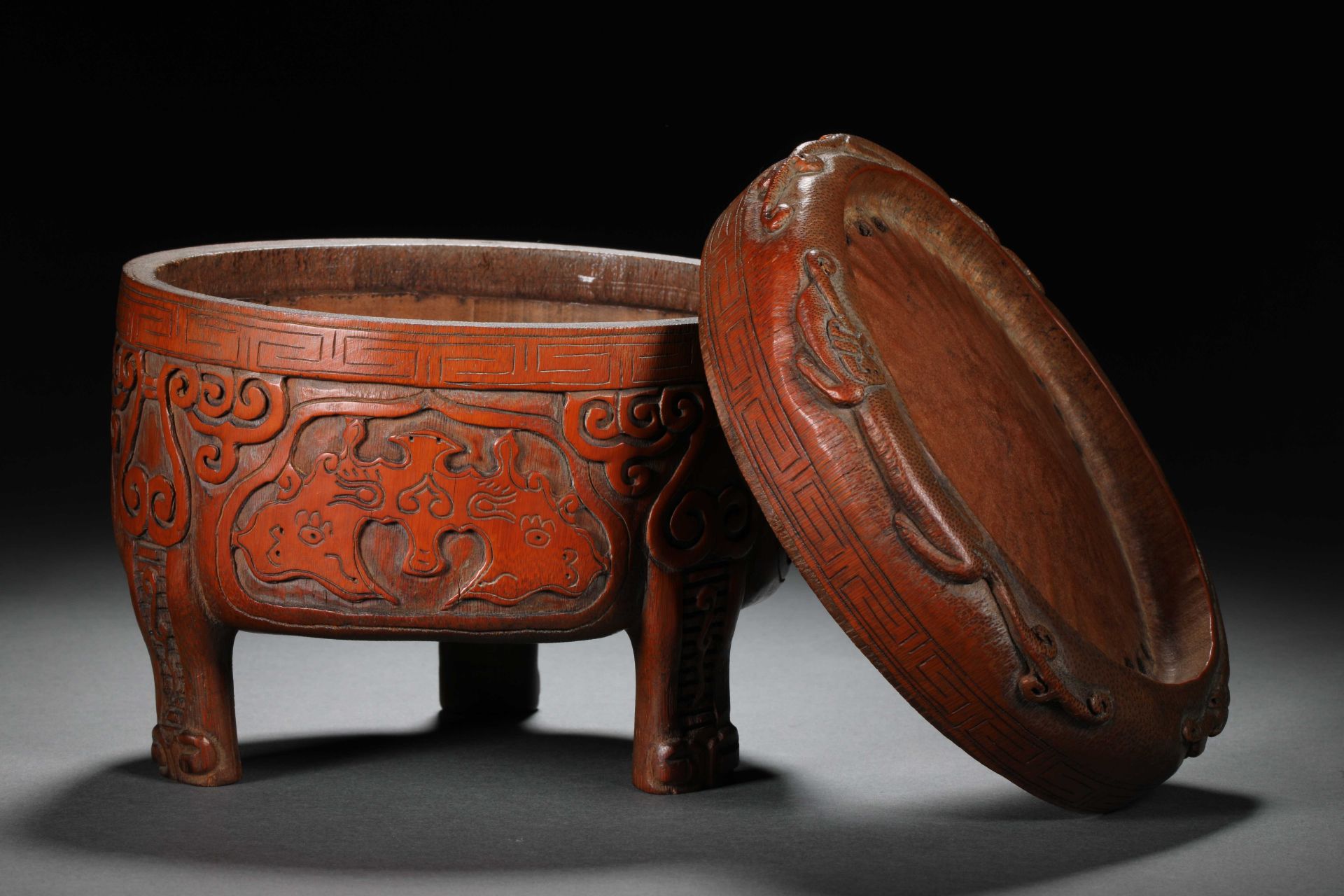 19th century red bamboo box - Image 7 of 11