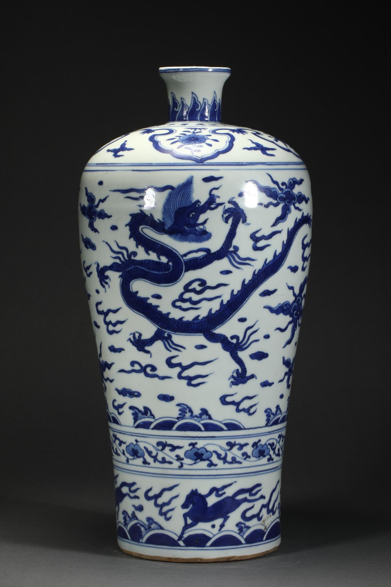 Blue and white porcelain dragon pattern plum bottle - Bild 2 aus 8