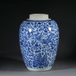 Blue and white porcelain phoenix jar