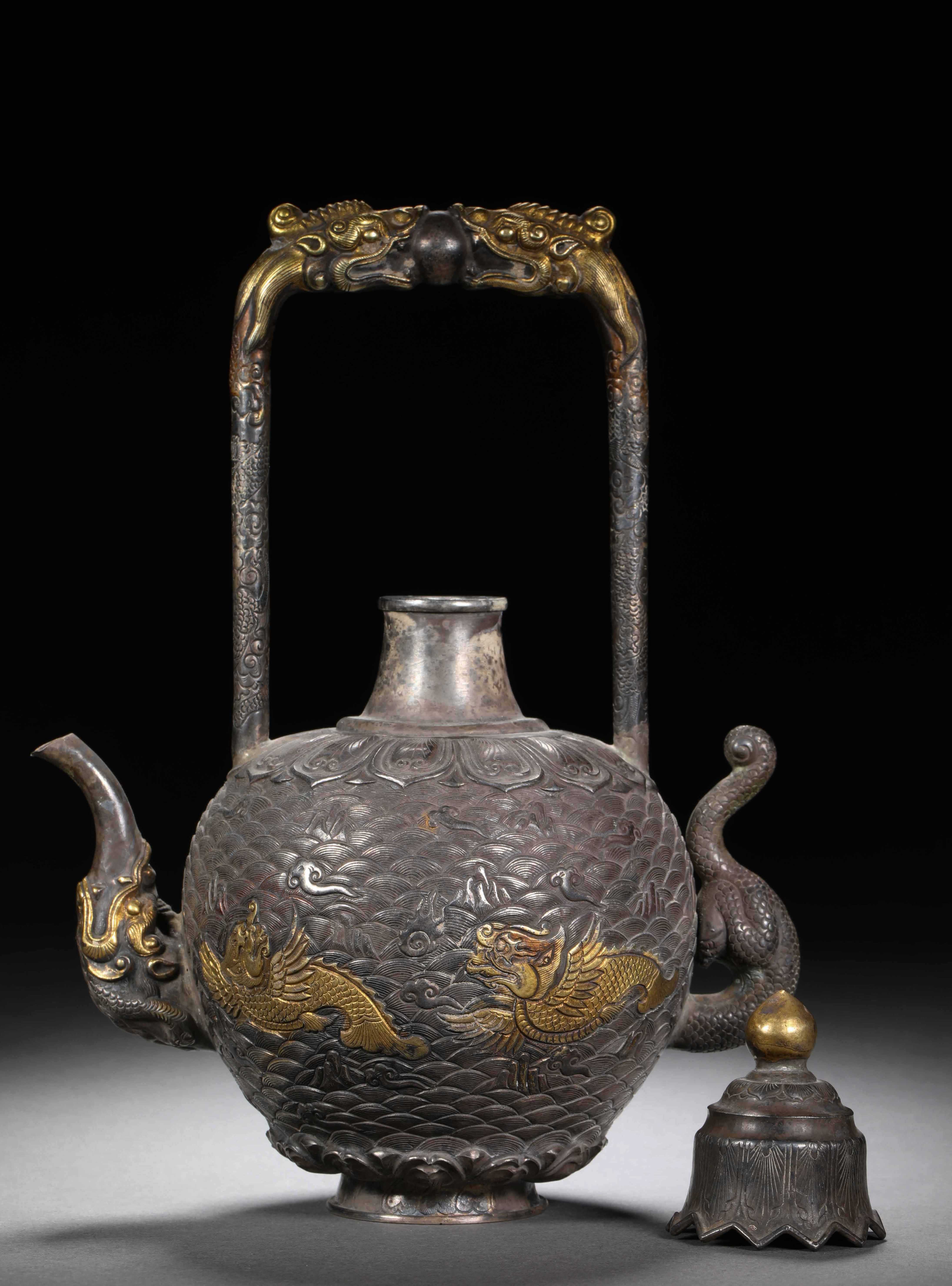 Silver set with gold pot - Image 11 of 14