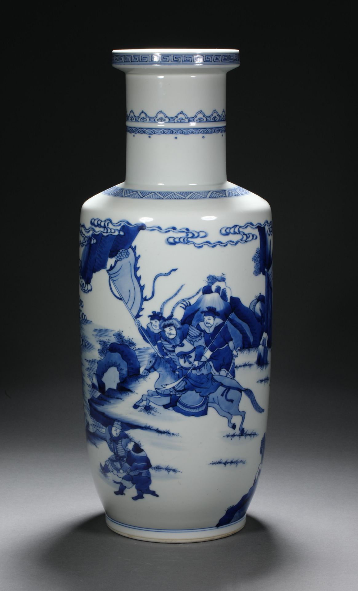 Kangxi inscription blue and white porcelain figure ornamental vase - Image 2 of 9