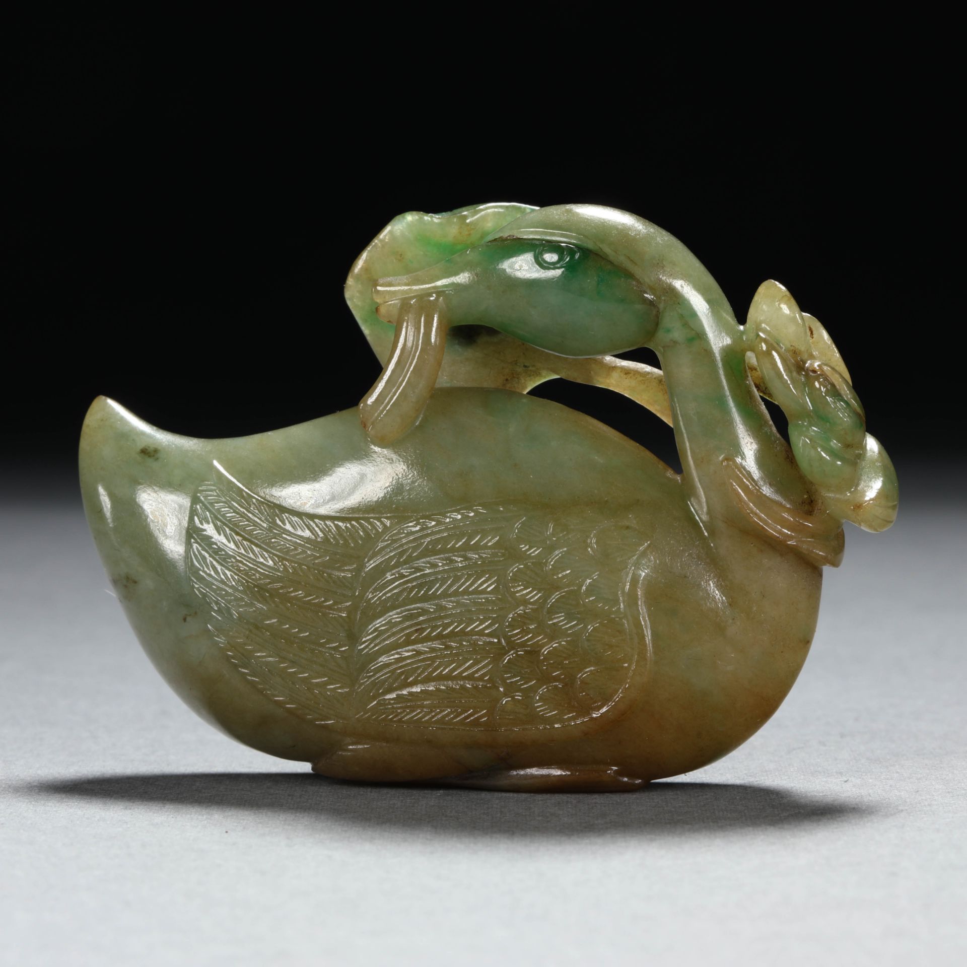 Qing dynasty natural jadeite goose ornaments