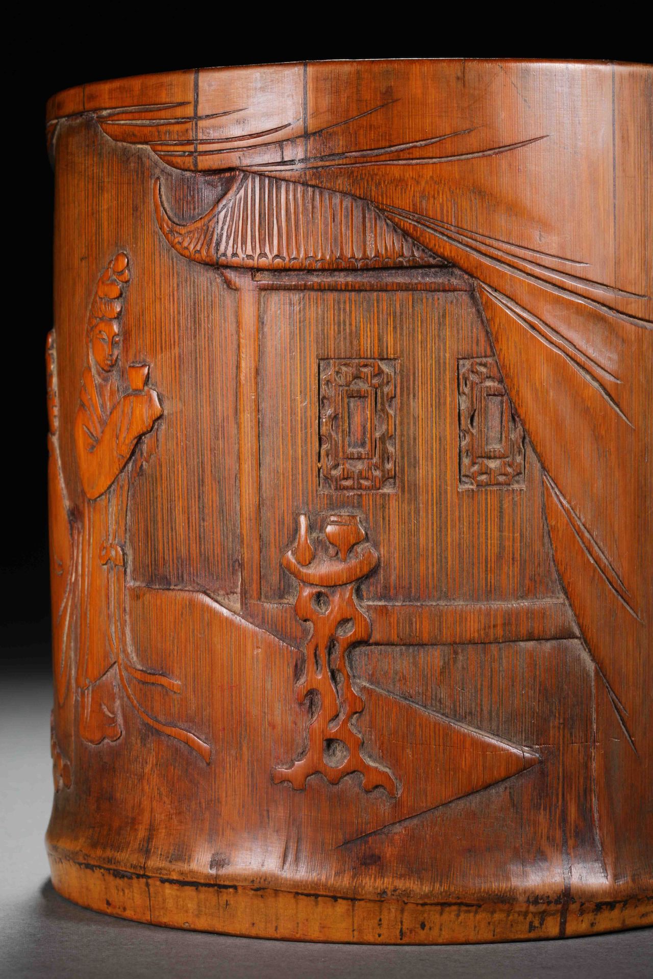 Qing dynasty bamboo pen holder - Image 5 of 11