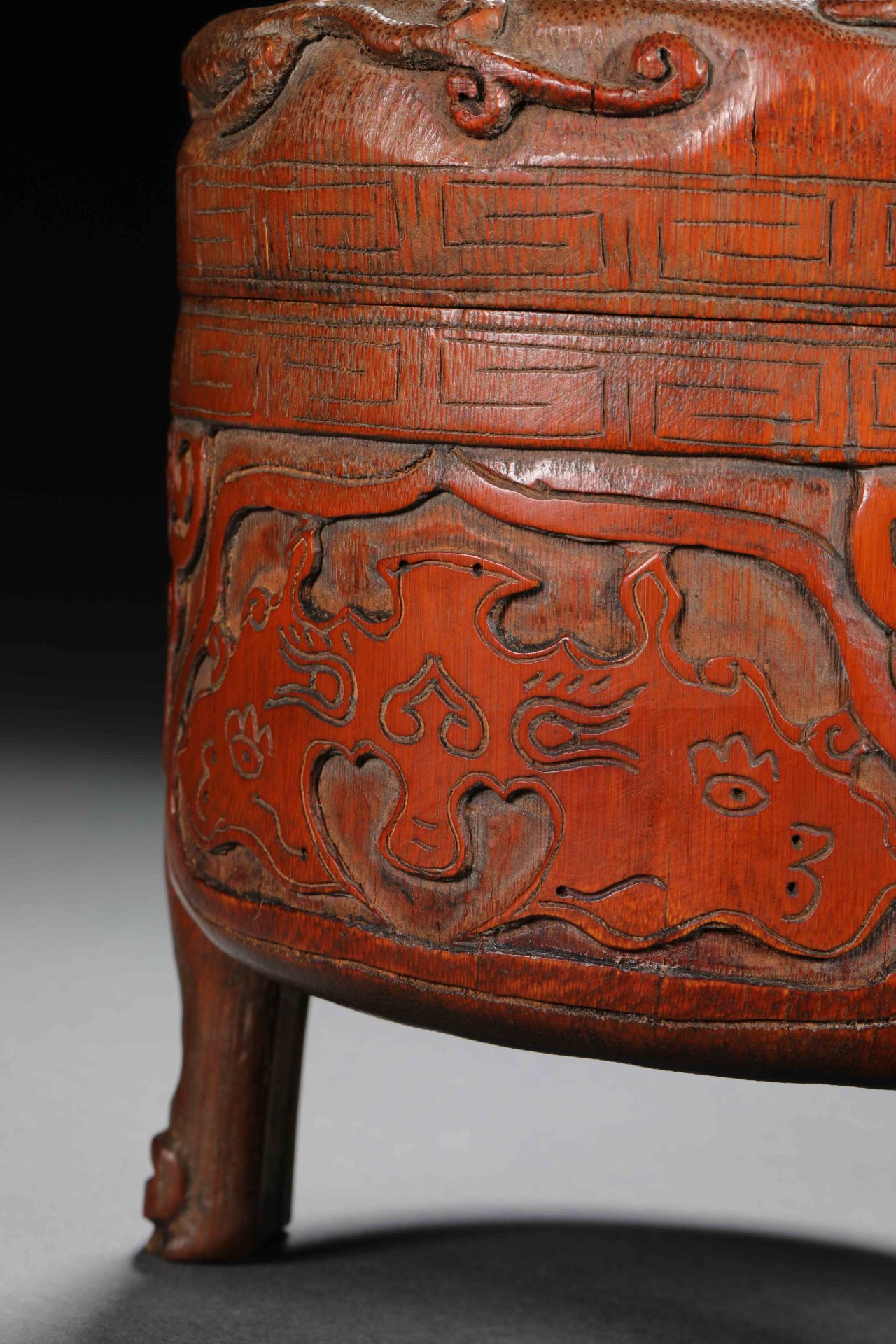 19th century red bamboo box - Image 4 of 11