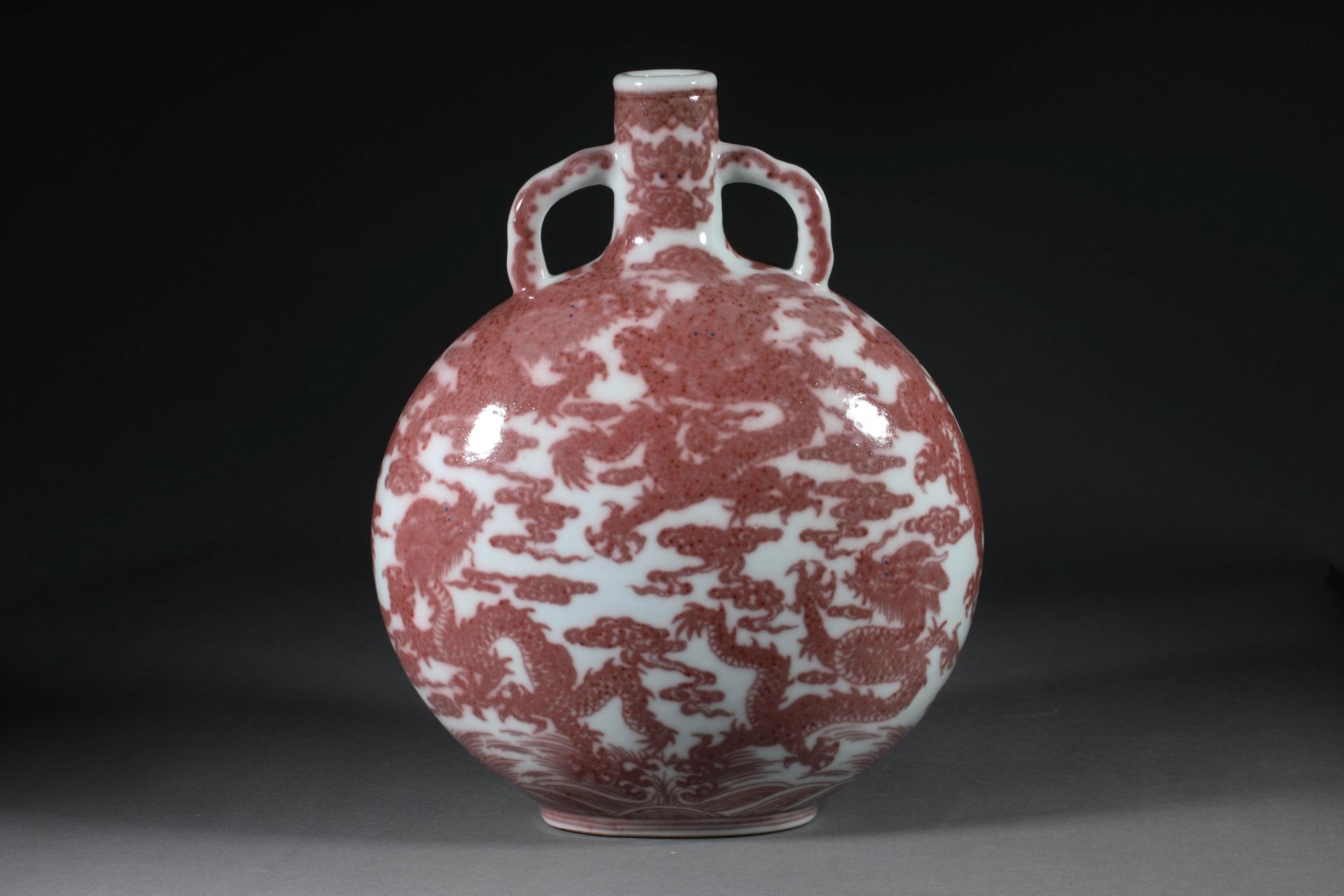 Qianlong inscription glaze red dragon pattern holding moon bottle - Image 2 of 13