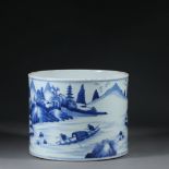 19th century blue and white porcelain pen holder