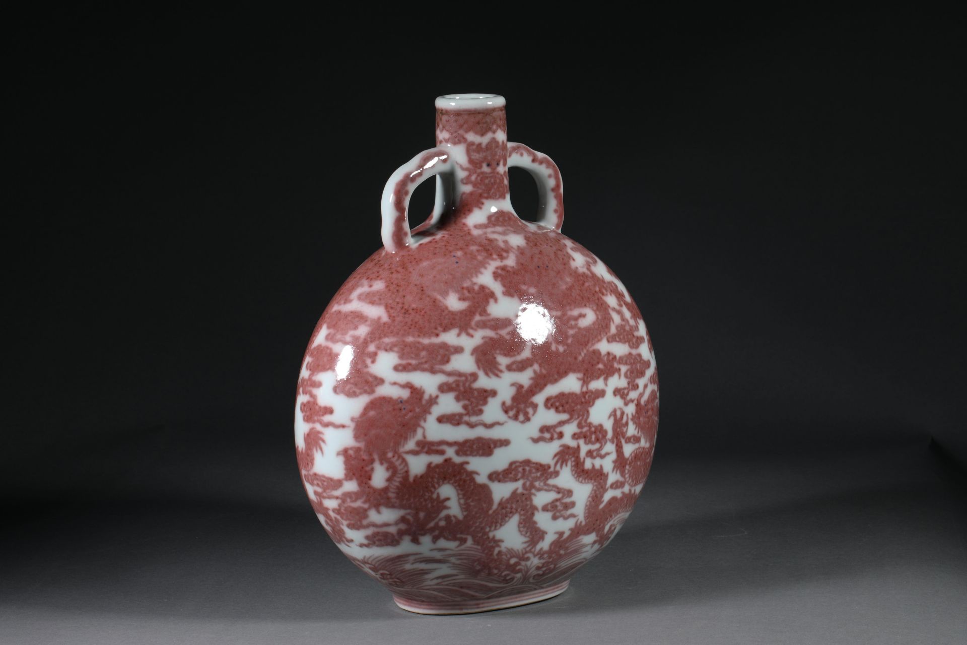 Qianlong inscription glaze red dragon pattern holding moon bottle - Image 6 of 13