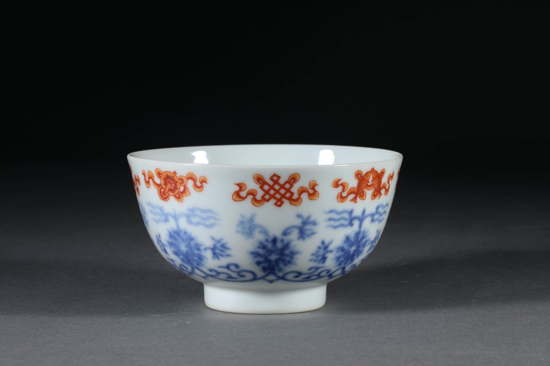Xuantong inscription blue and white porcelain red eight treasure bowl - Bild 2 aus 10