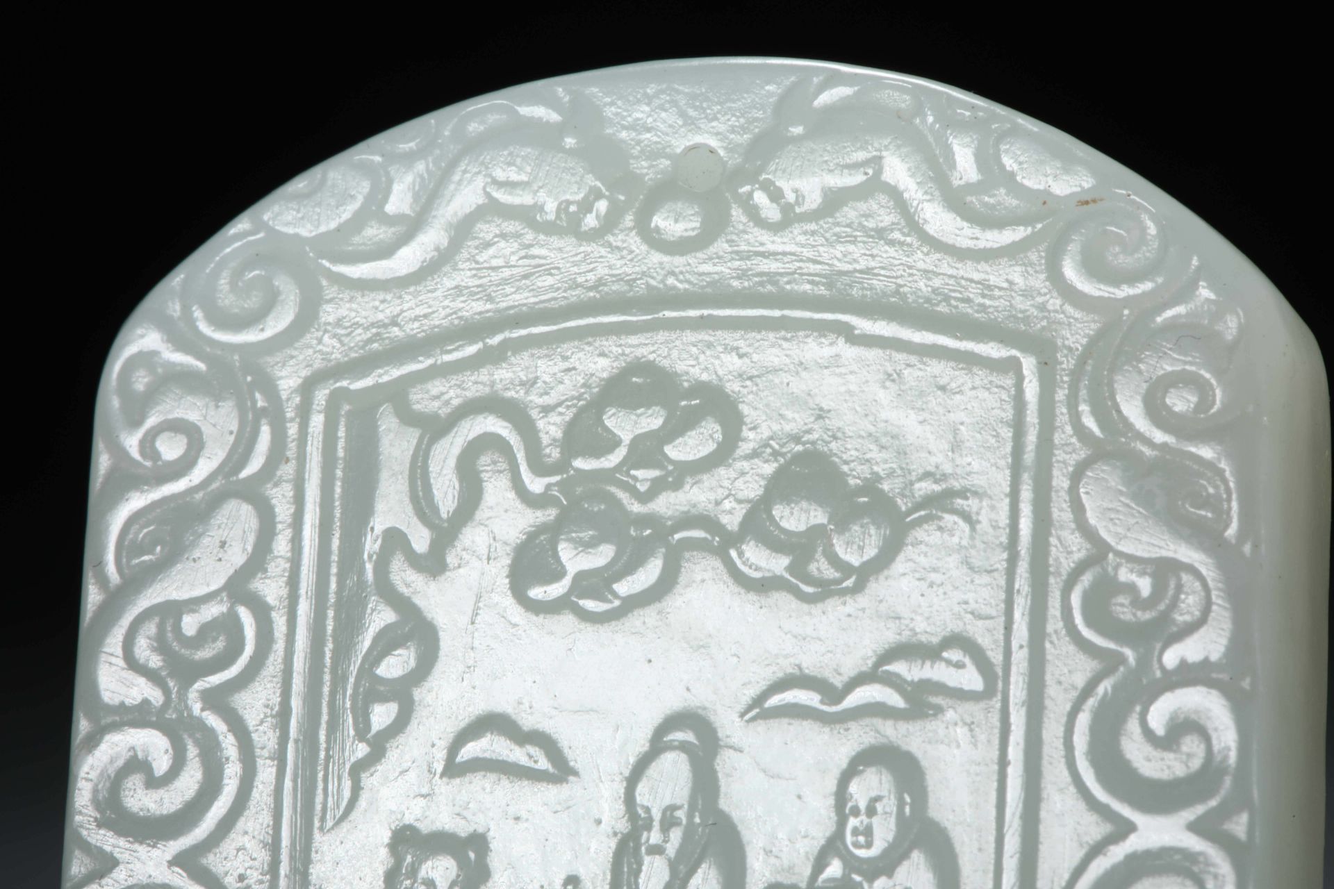 Hetian jade carved character card - Image 2 of 6