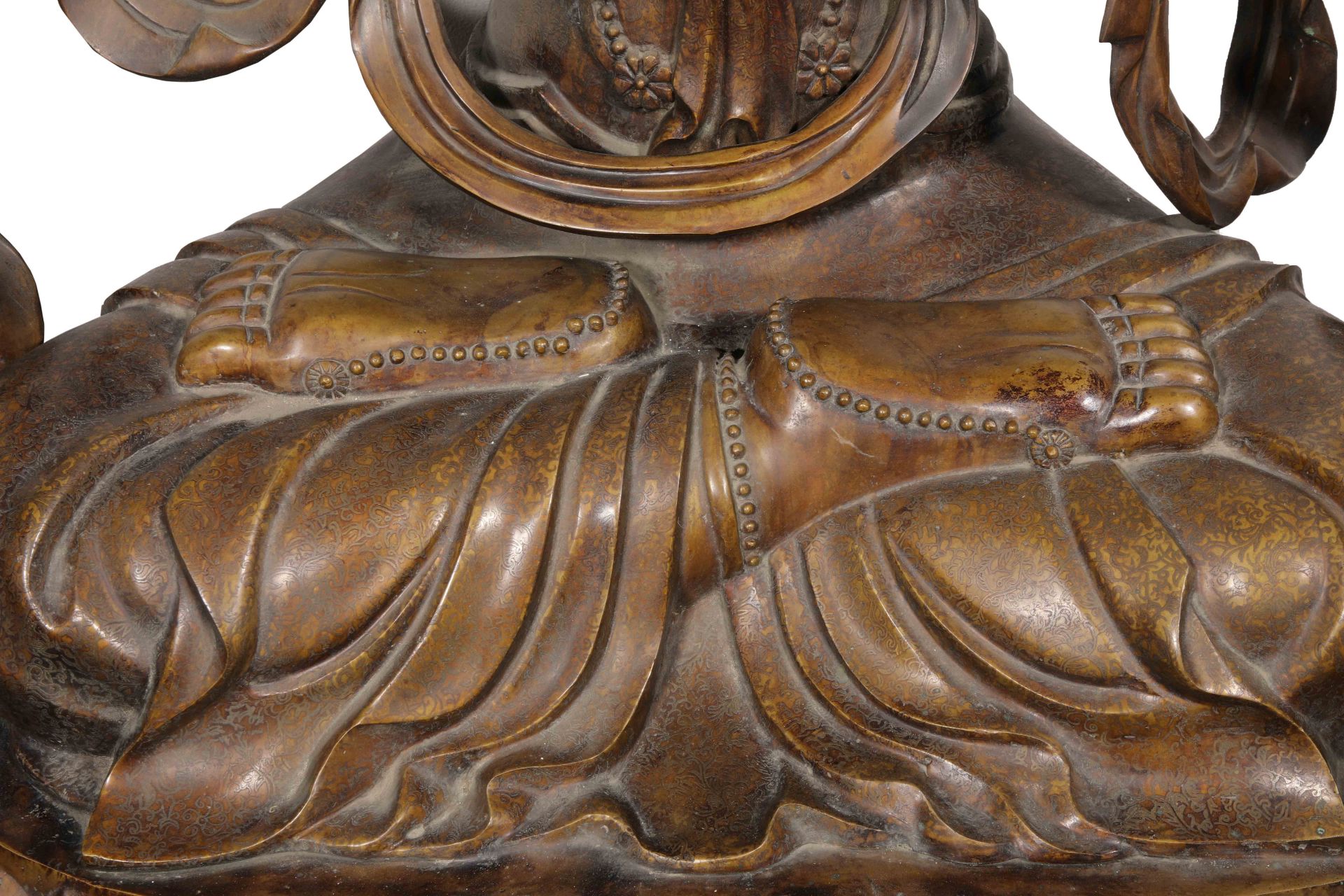 Xuande inscription raises a sword Buddha statue - Image 4 of 13