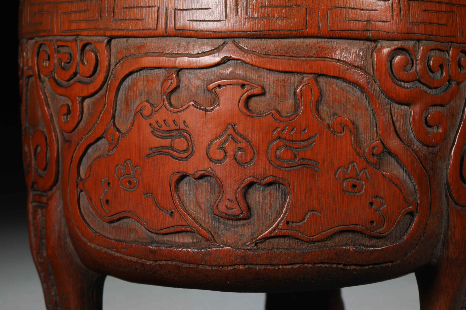 19th century red bamboo box - Image 6 of 11