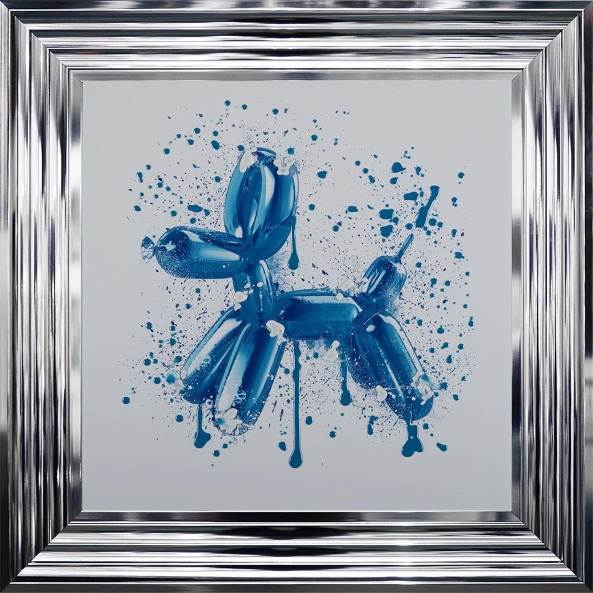 Jeff Koons Style Balloon Dog Blue Framed Wall Art