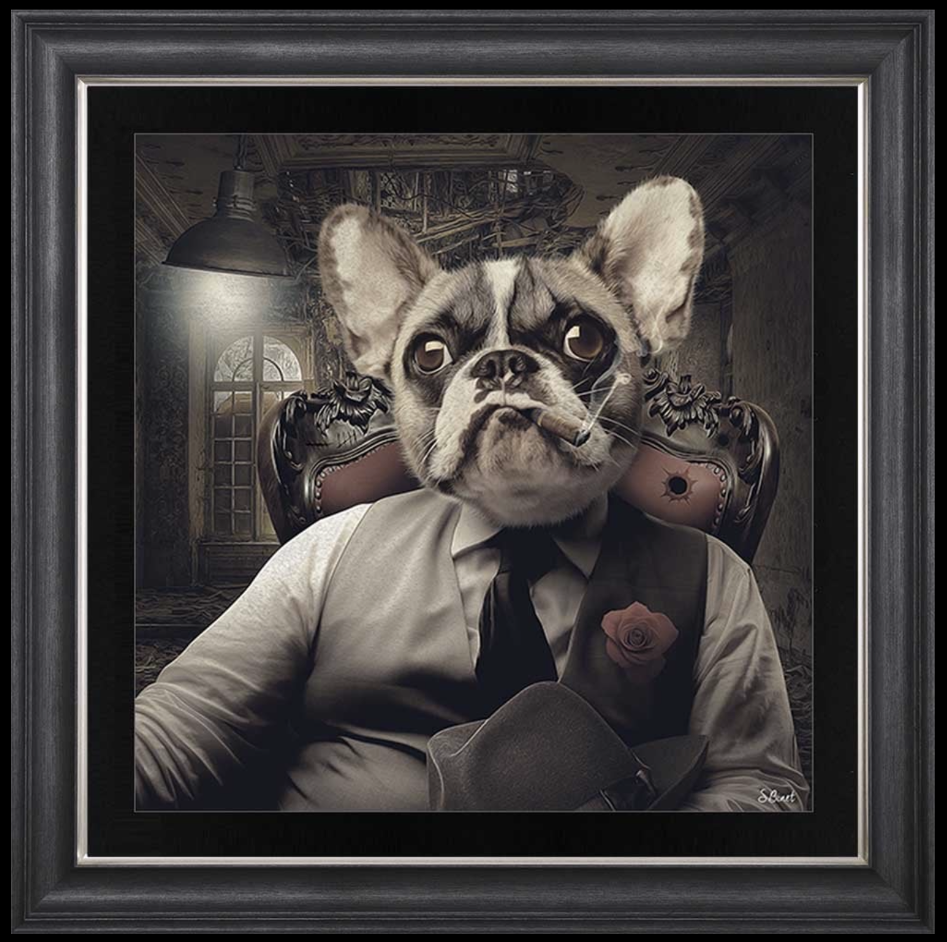 Frenchie The Boss framed art piece by Sylvain Binet - Brand New - Quality UK Manufactured - Image 3 of 4