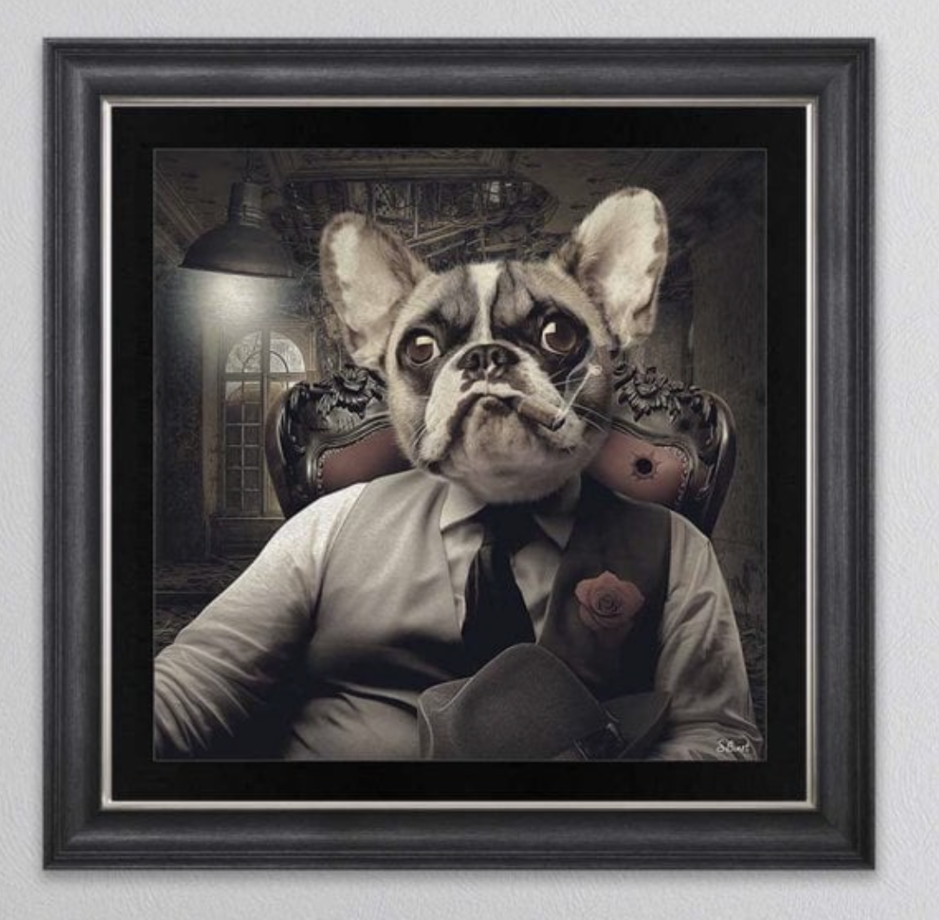 Frenchie The Boss framed art piece by Sylvain Binet - Brand New - Quality UK Manufactured