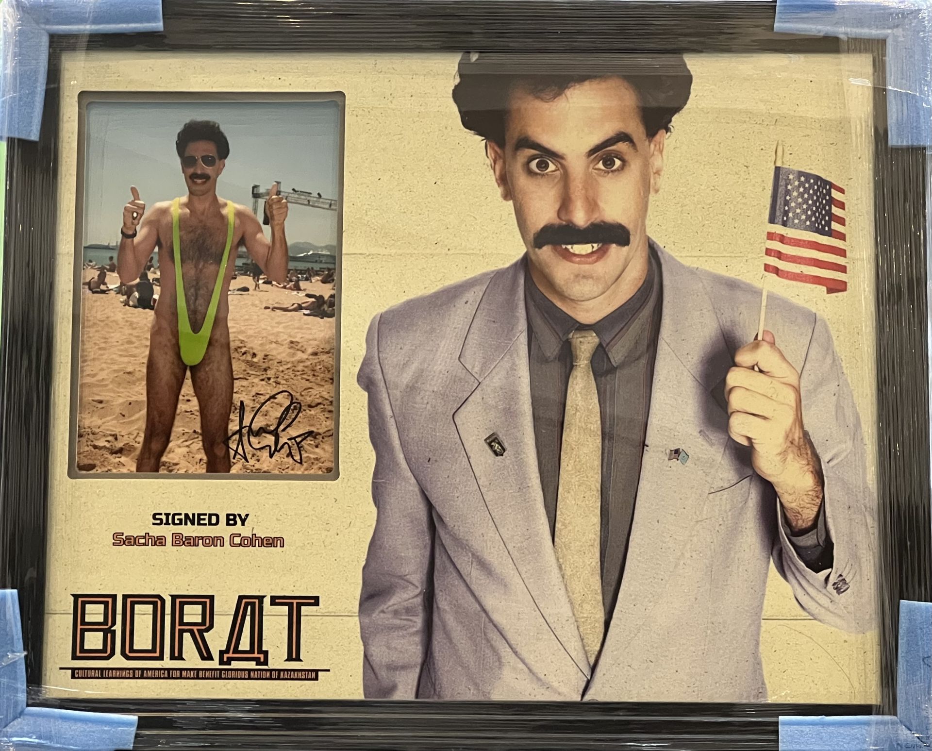 Authentic signature presentation of the movie 'BORAT', HAND SIGNED by Sacha Baron Cohen with COA