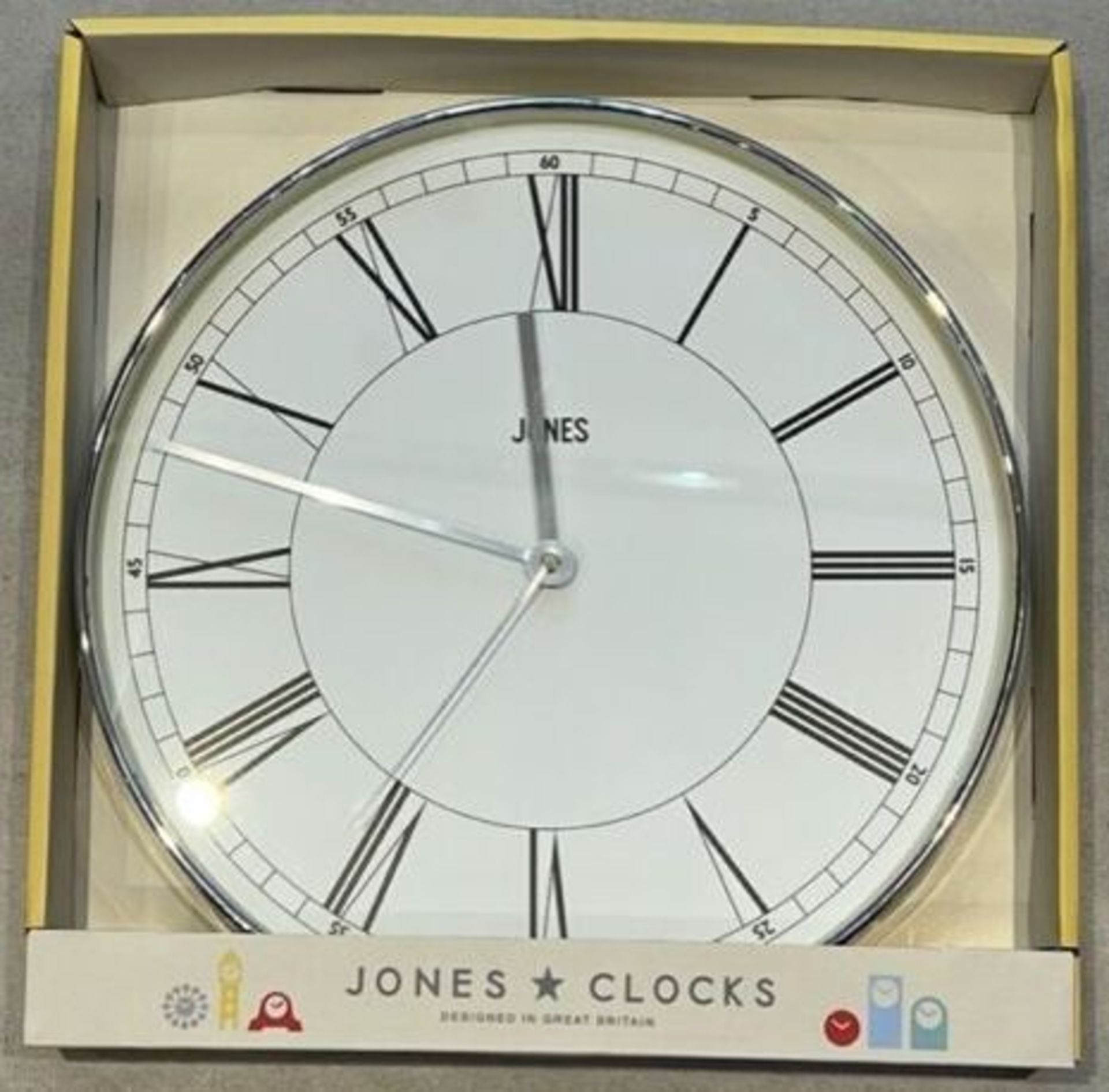 Jones Silver Chrome Heartbeat Magazine Round Wall Clock - Brand New & Boxed - Image 2 of 9