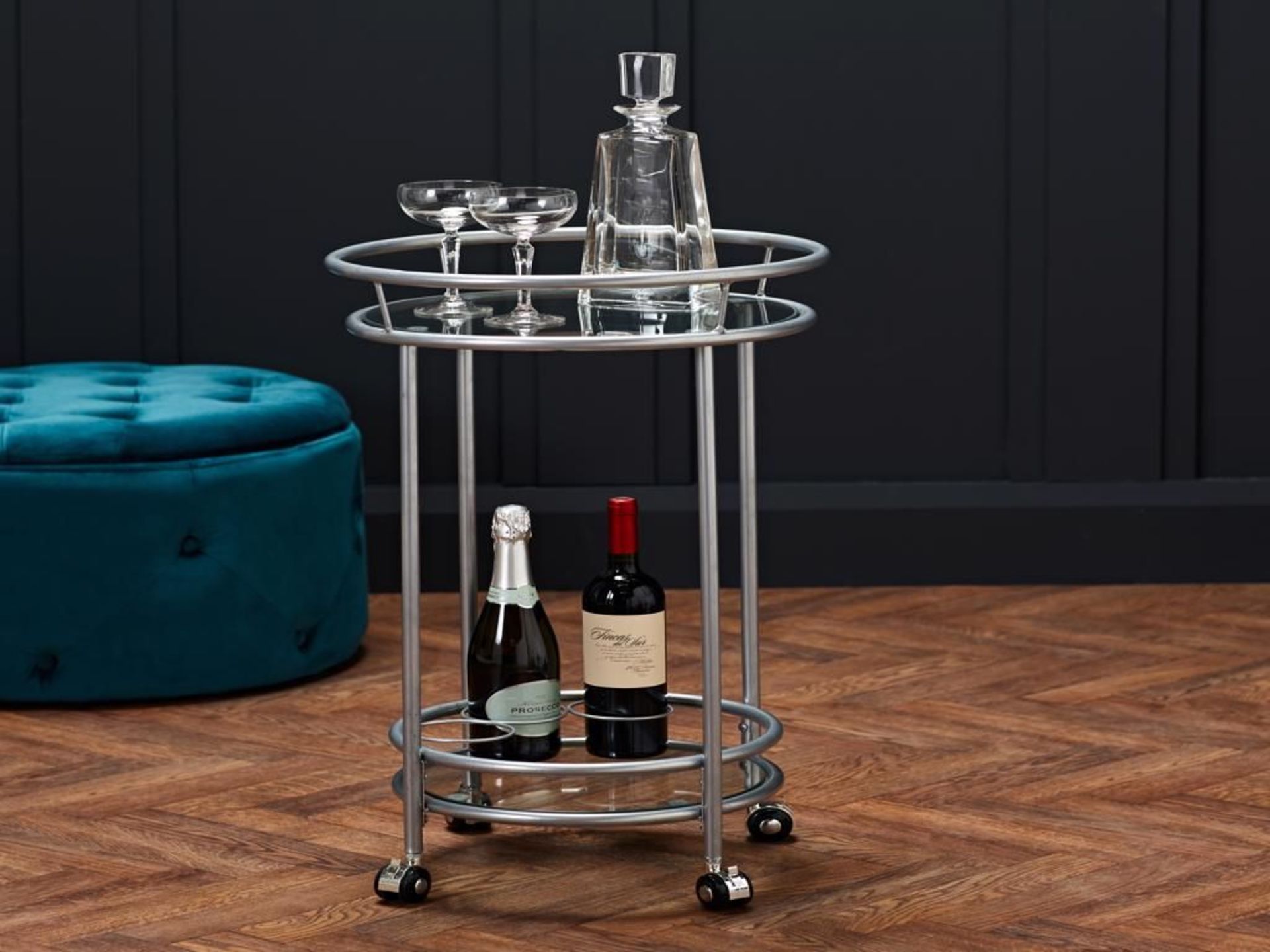 HARLOW DRINKS TROLLEY IN SILVER - RRP £119