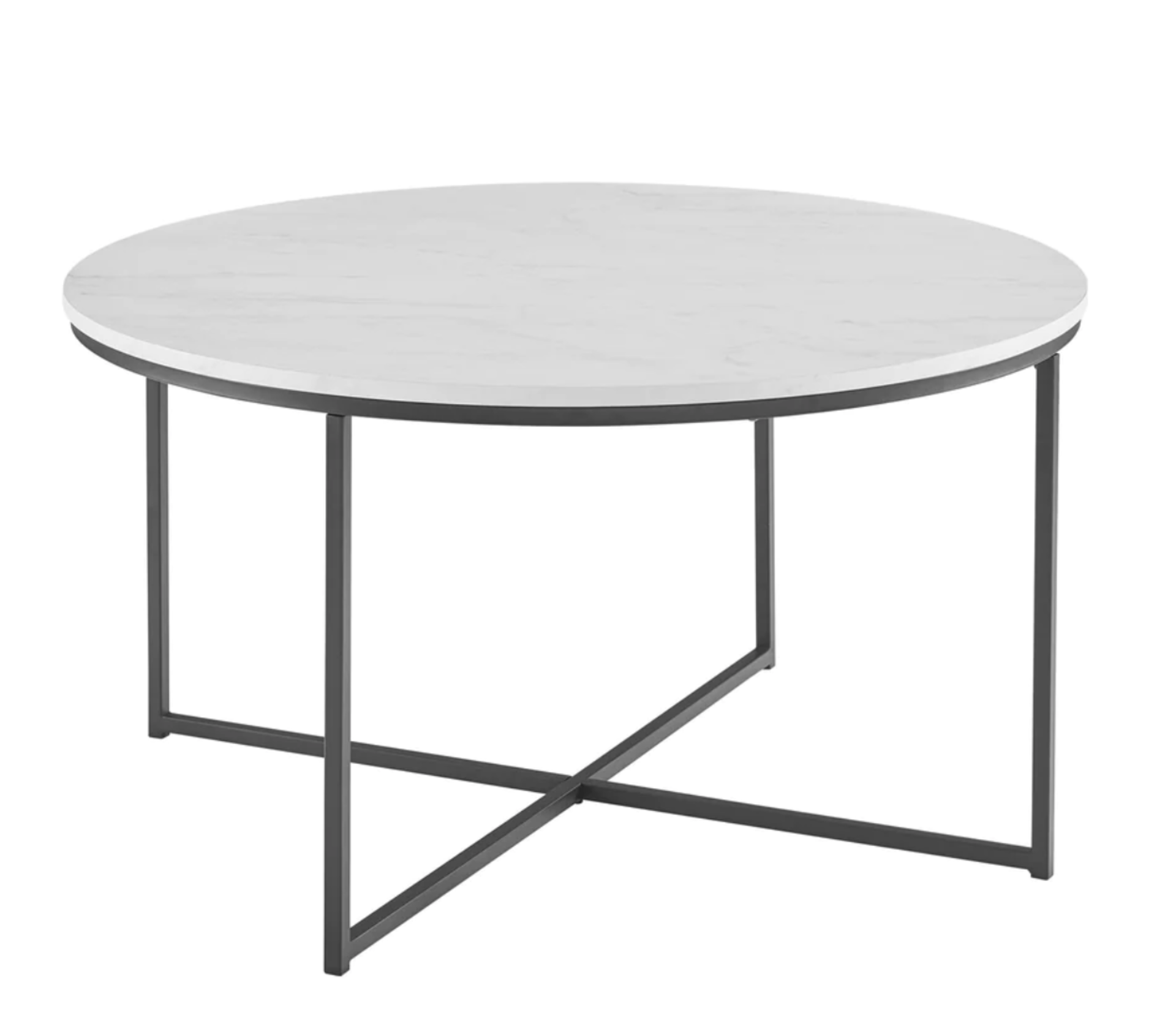 WALKER EDISON ROUND COFFEE TABLE IN WHITE/BLACK - RRP £210 - Image 3 of 6
