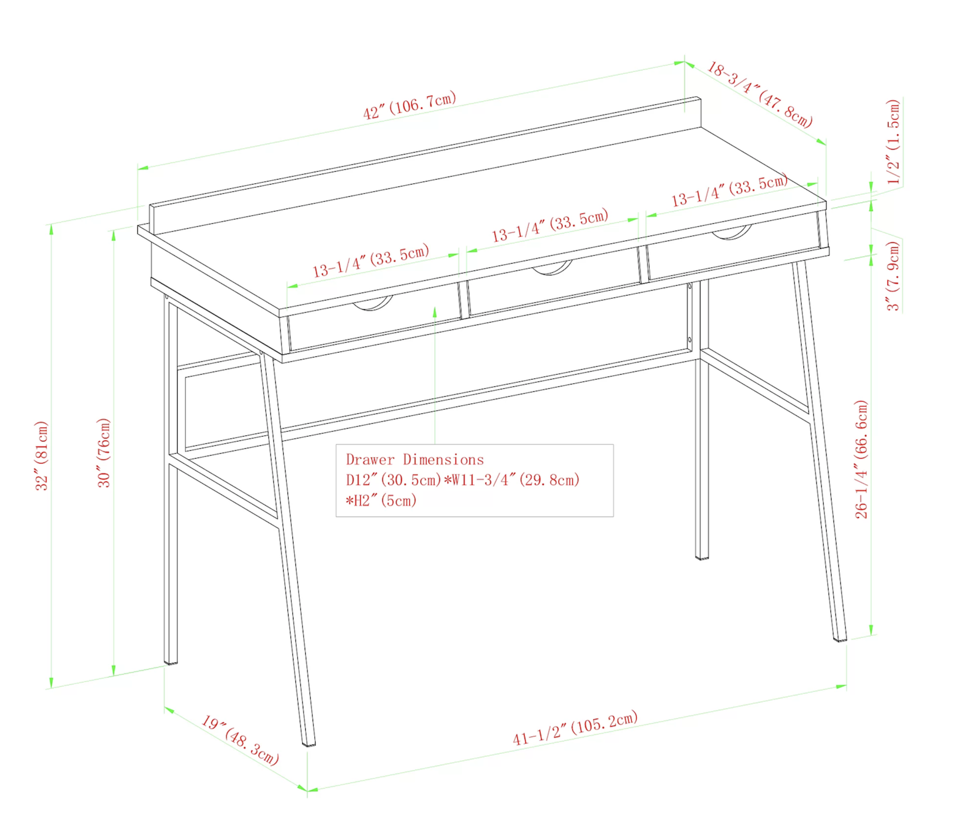 TRENT AUSTIN DESK IN GREY - RRP £278 - Image 7 of 7