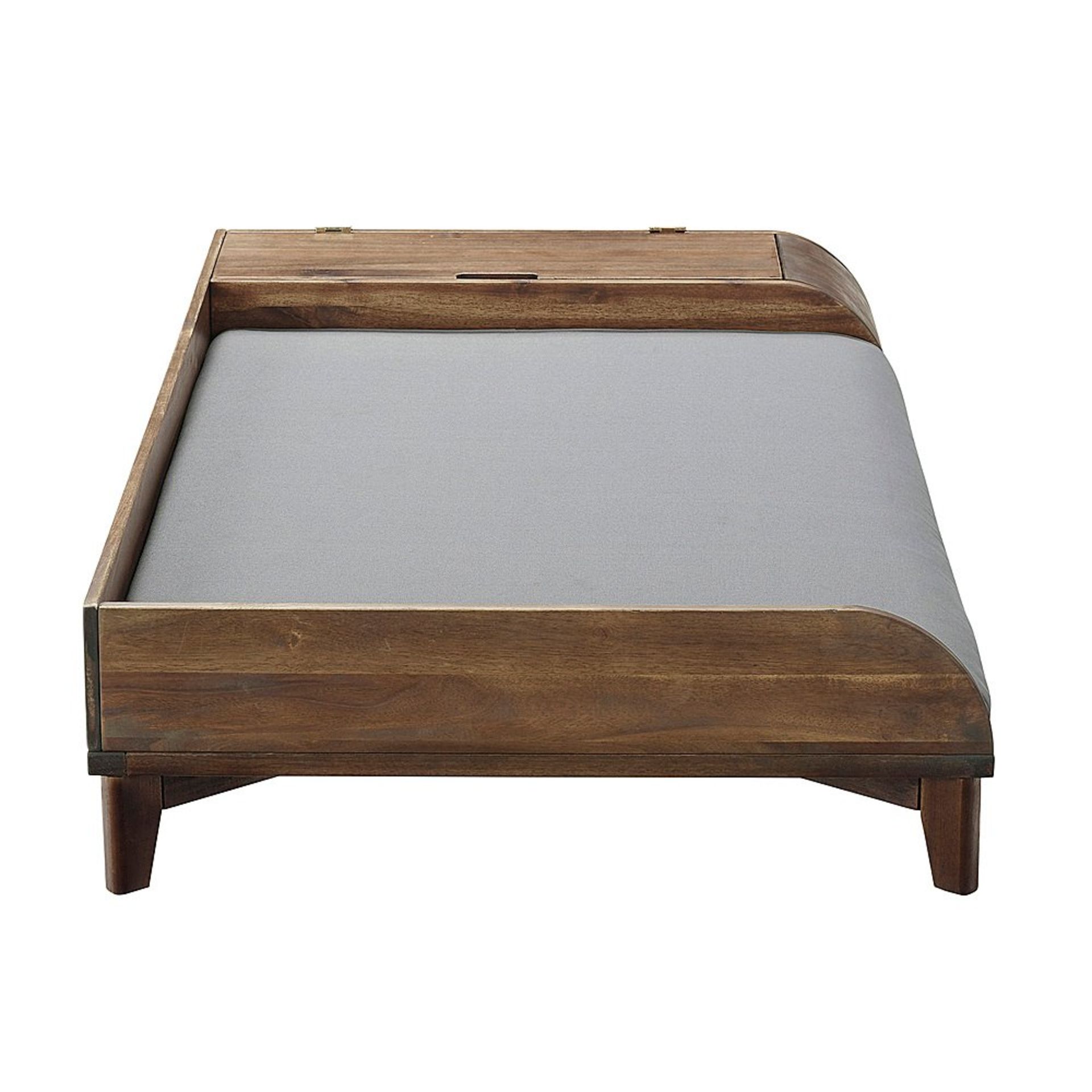 SOLID WOOD STORAGE PED BED WITH CUSHION IN DARK BROWN/GREY - RRP £245 - Image 7 of 7
