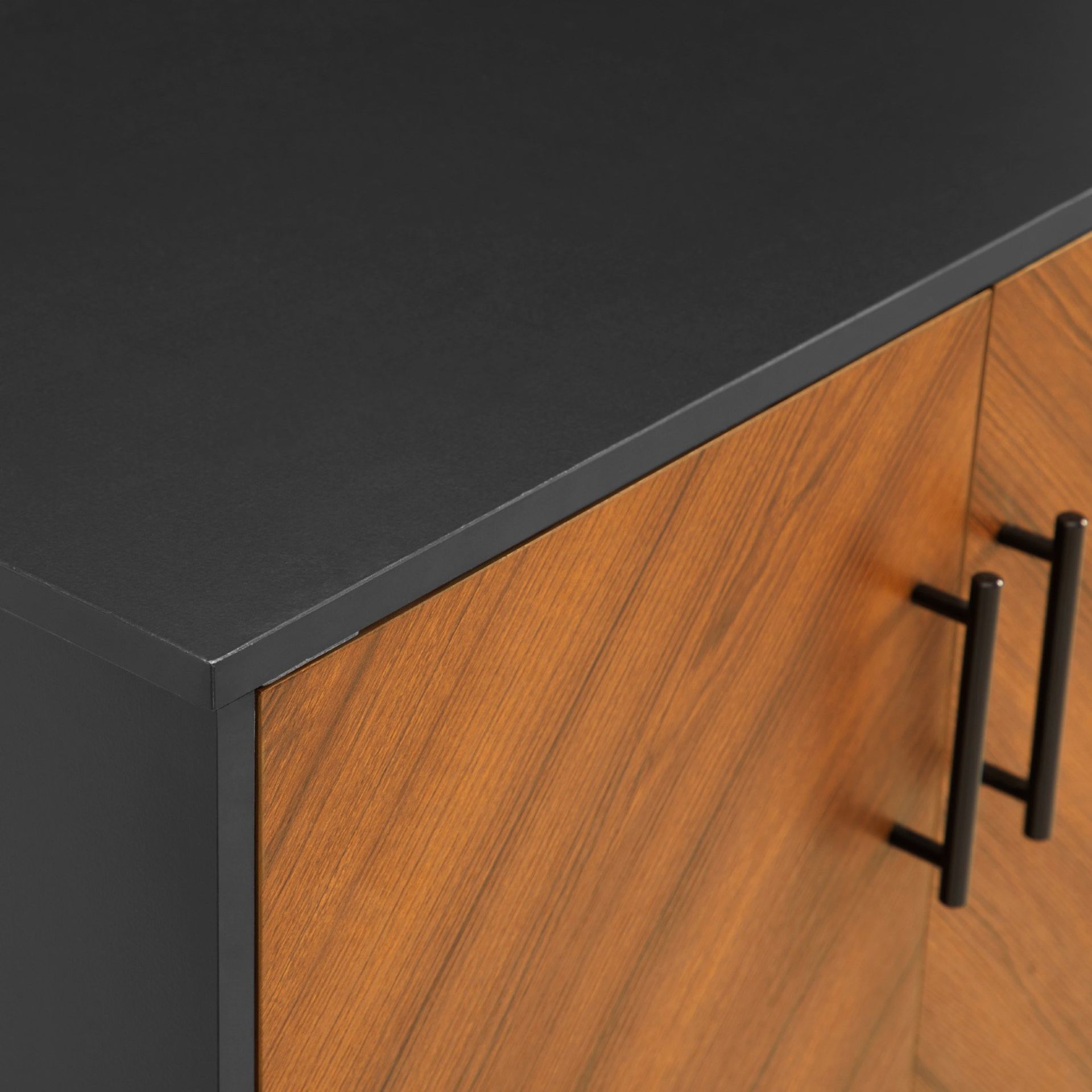 WALKER EDISON DOUBLE DOOR SIDEBOARD IN BLACK/WALNUT - RRP £220 - Image 3 of 7