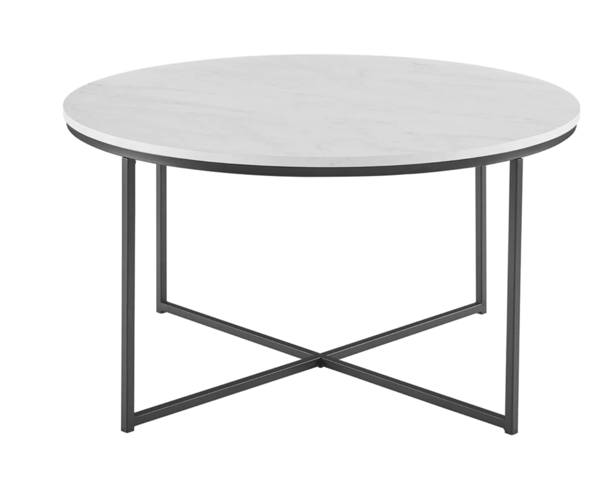 WALKER EDISON ROUND COFFEE TABLE IN WHITE/BLACK - RRP £210 - Image 4 of 6