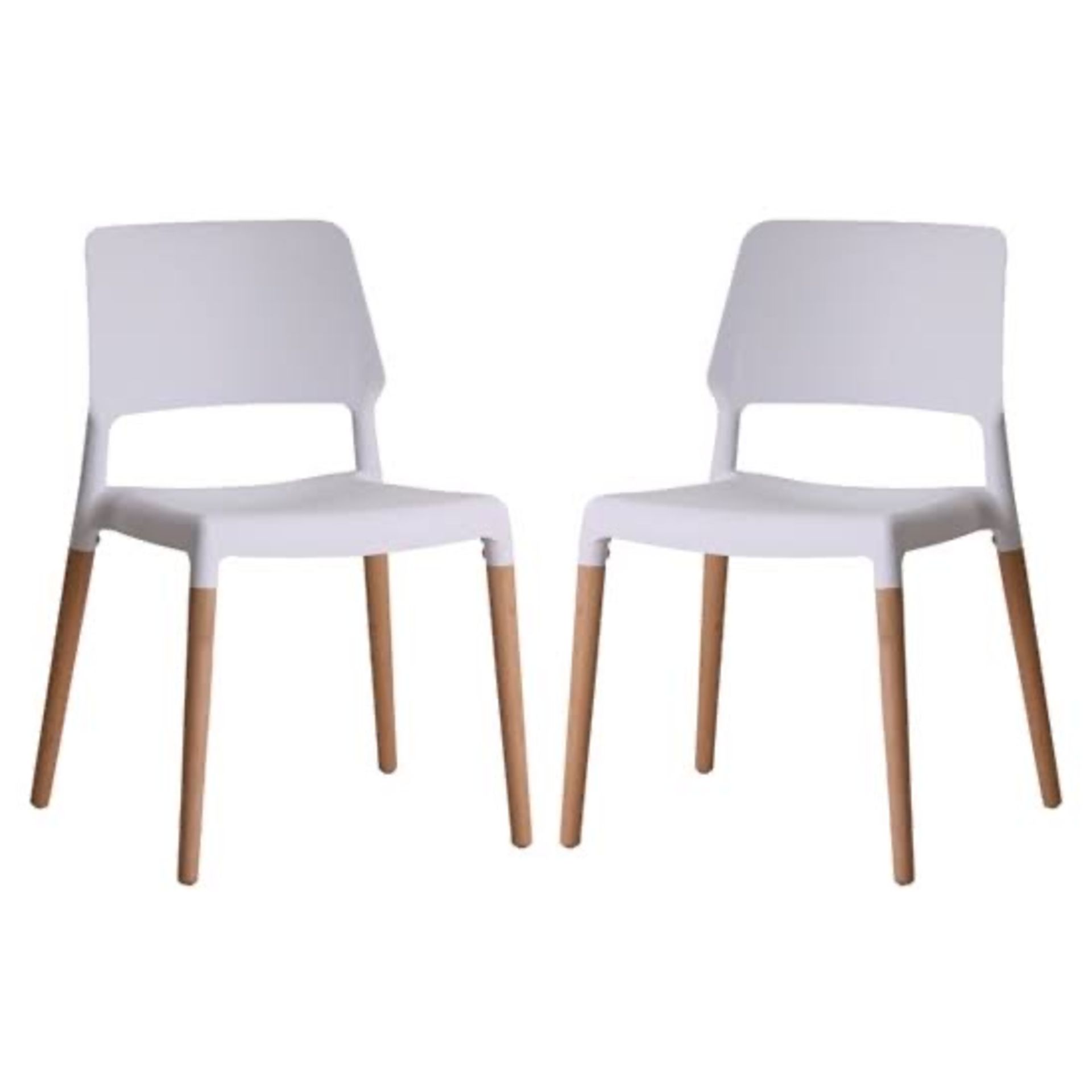 RIVA PAIR OF DINING CHAIRS IN WHITE DURABLE PLASTIC - RRP £159 PER PAIR