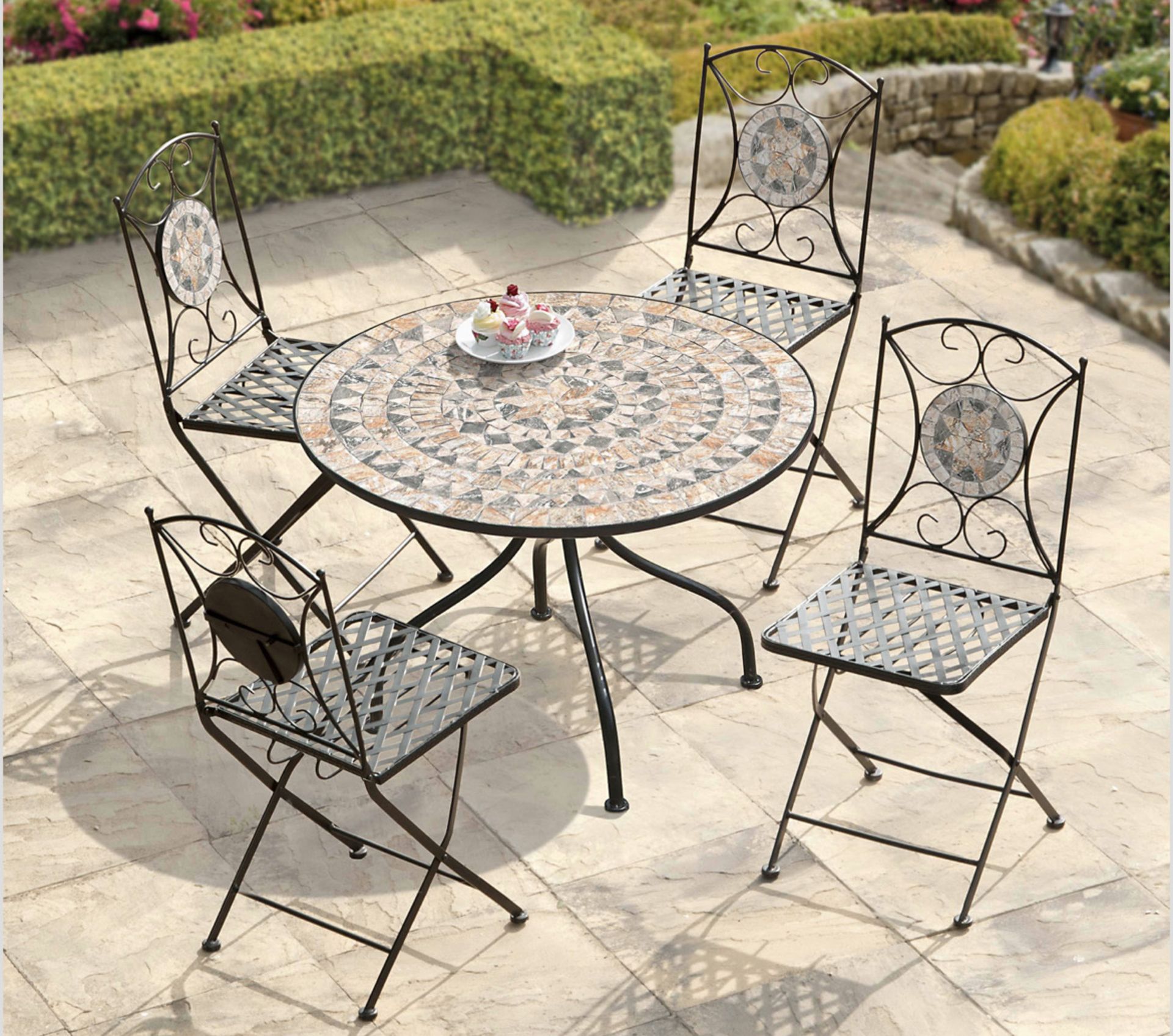 VIDAXL PAIR OF MOSAIC BISTRO GARDEN CHAIRS  - RRP £129 - Image 2 of 2