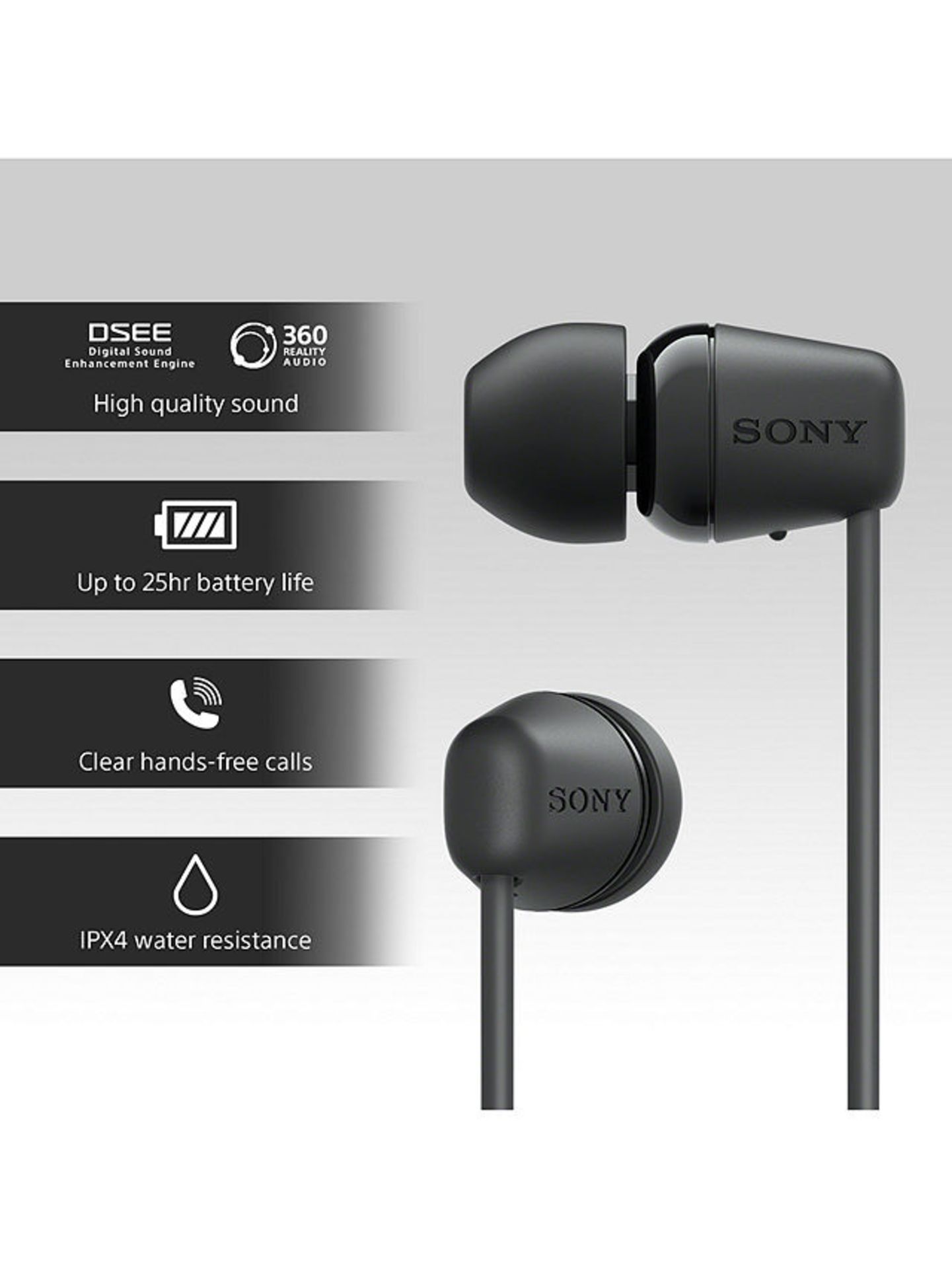 SONY WI-C100 BLUETOOTH WIRELESS IN-EAR HEADPHONES WITH MIC/REMOTE IN BLACK - RRP £35 - Image 4 of 6