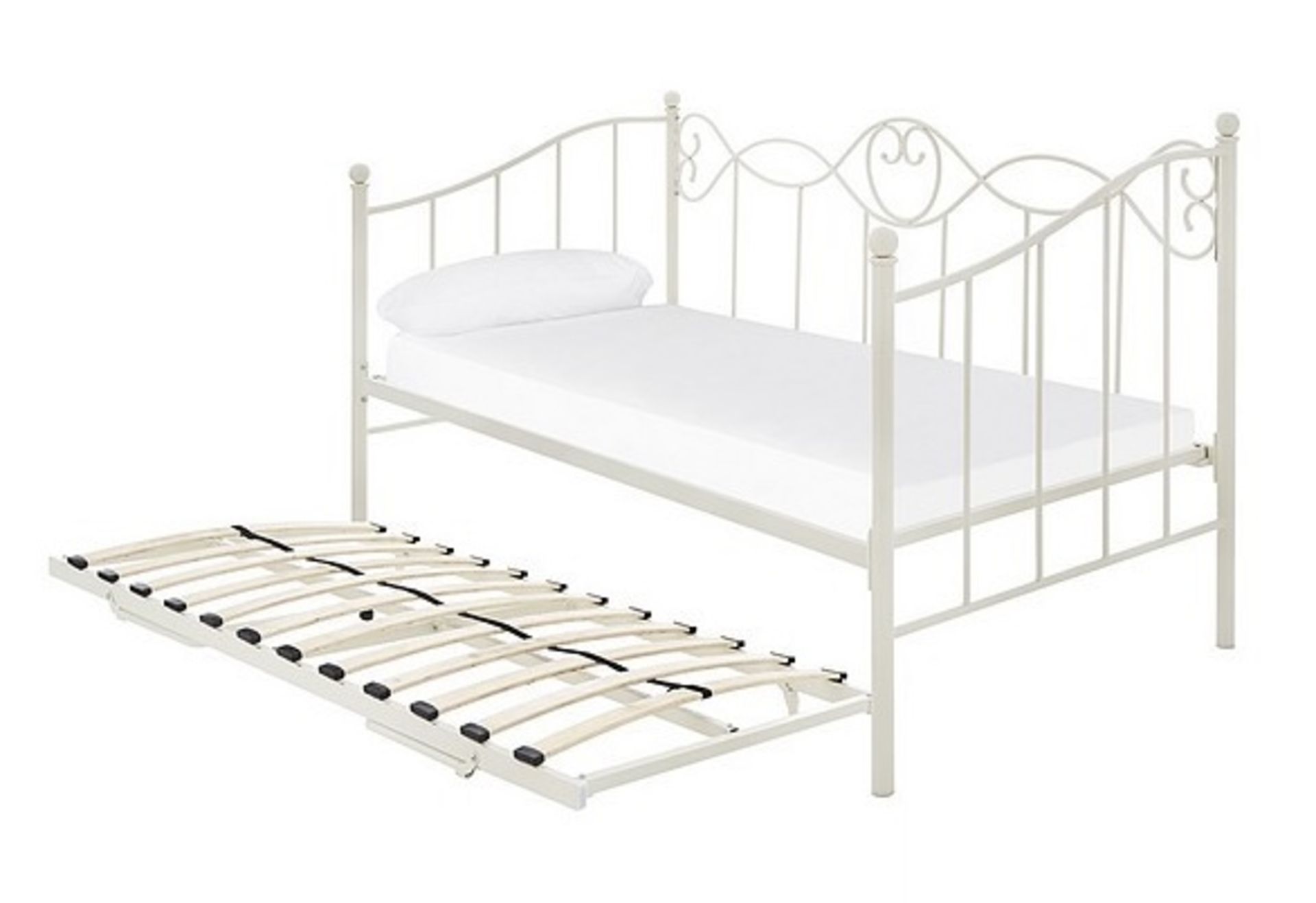 JULIETTE METAL DAY BED AND TRUNDLE BED IN IVORY - RRP £310 - Image 2 of 5