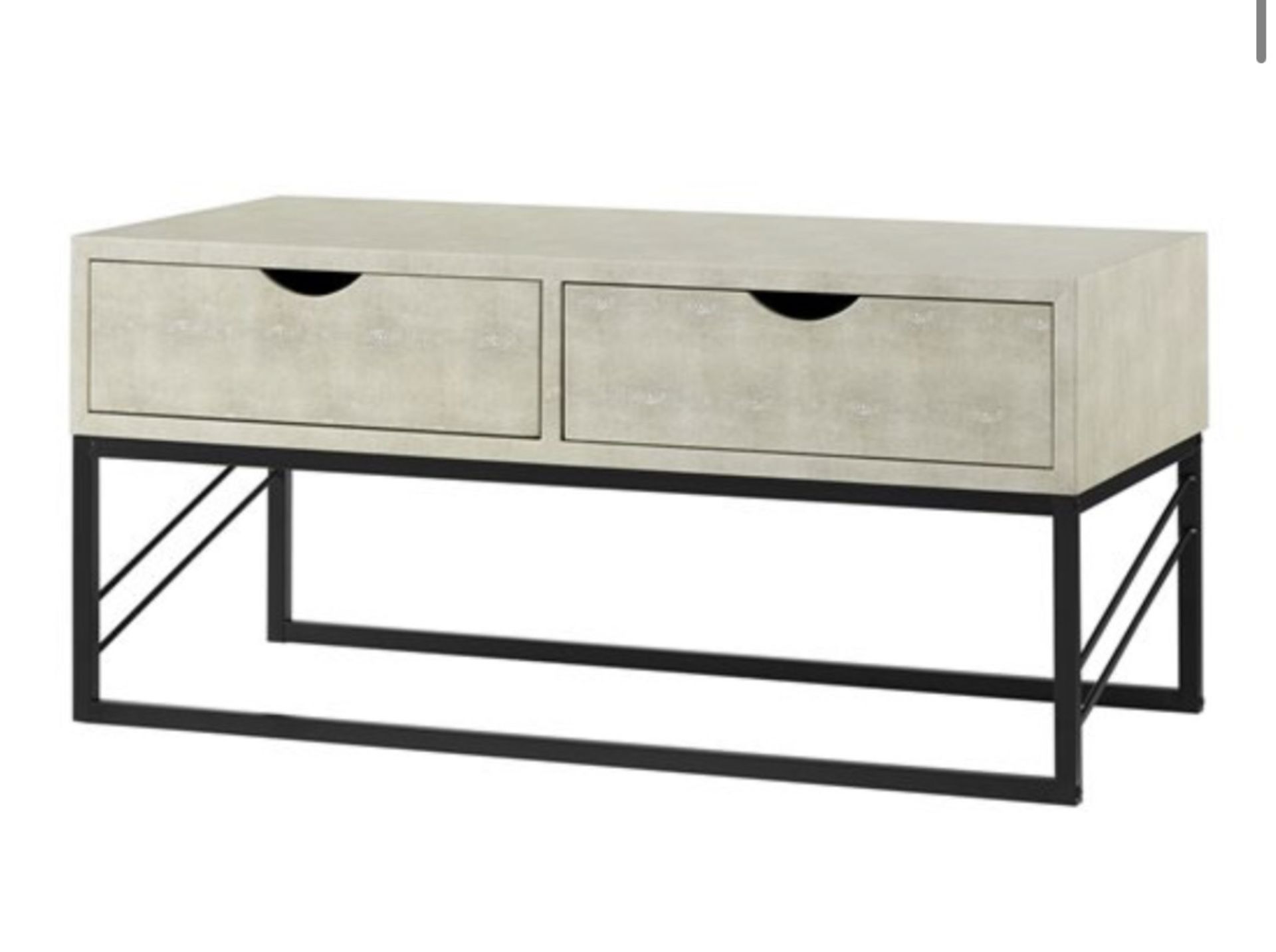 EYNESFORD 2 DRAWER FAUX SHAGREEN COFFEE TABLE IN OFF WHITE - RRP £349 - Image 4 of 5