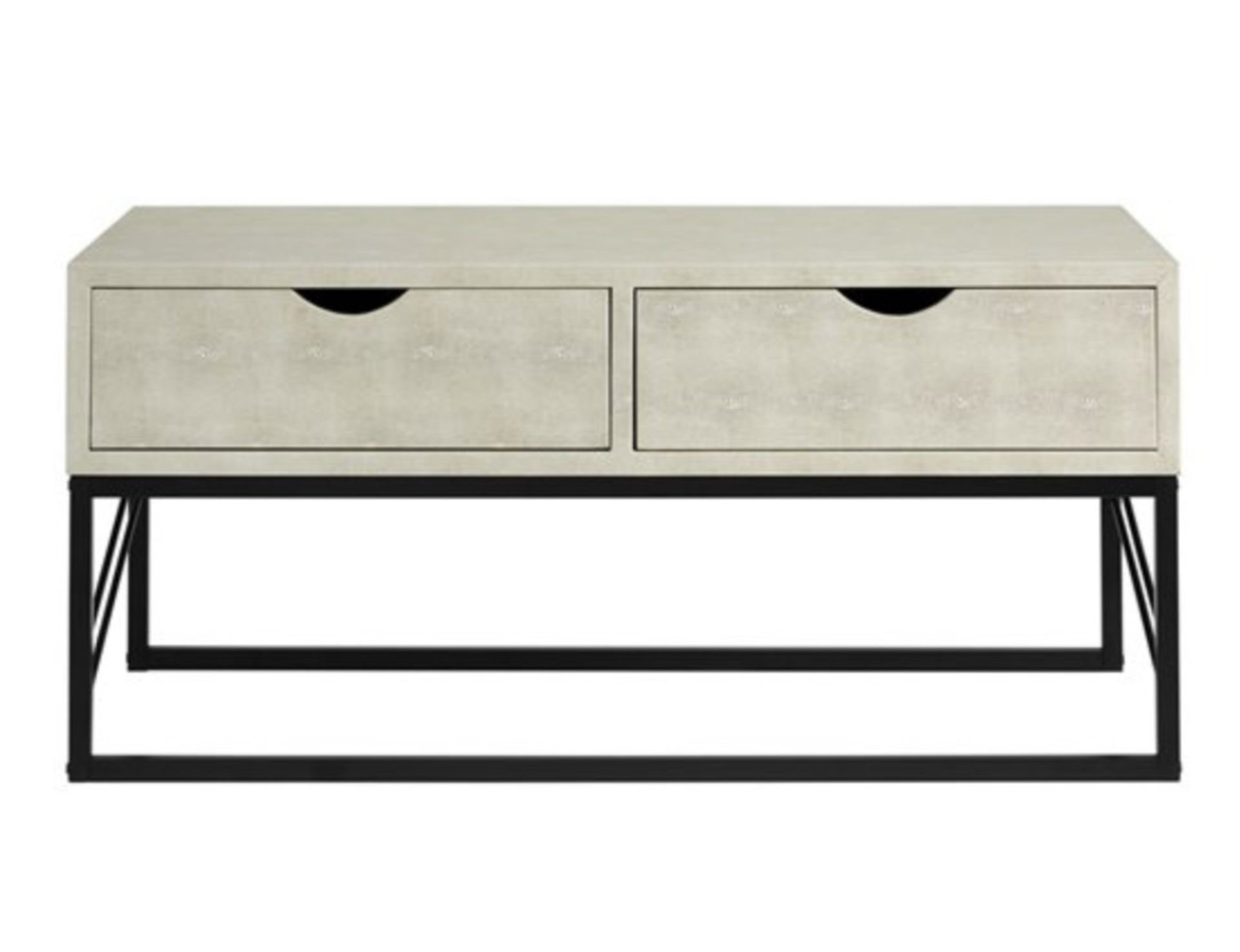 EYNESFORD 2 DRAWER FAUX SHAGREEN COFFEE TABLE IN OFF WHITE - RRP £349 - Image 5 of 5