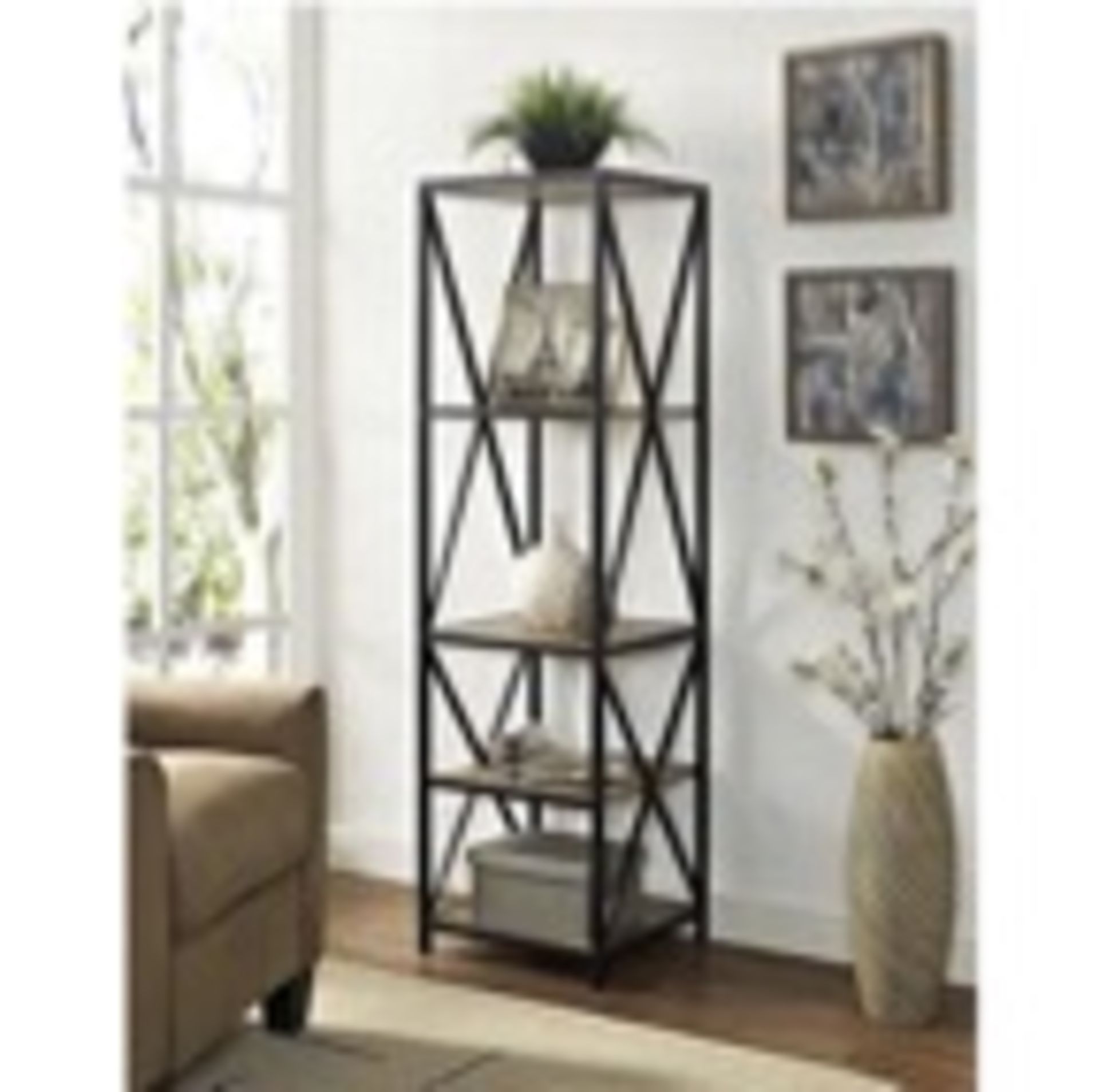 WALKER EDISON X FRAME WOOD AND METAL BOOKCASE - RRP £185 - Image 2 of 3