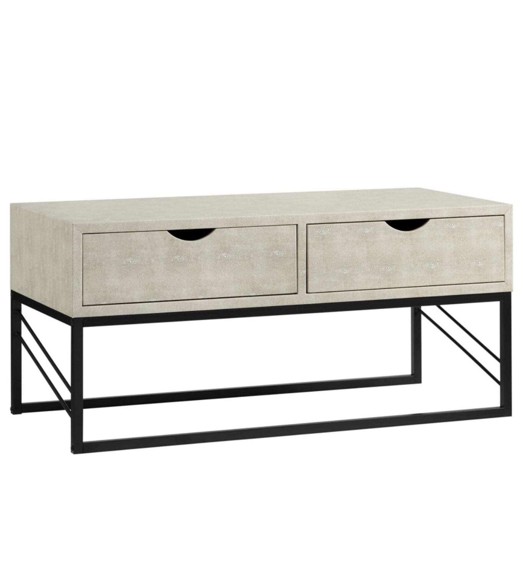 EYNESFORD 2 DRAWER FAUX SHAGREEN COFFEE TABLE IN OFF WHITE - RRP £349 - Image 3 of 5