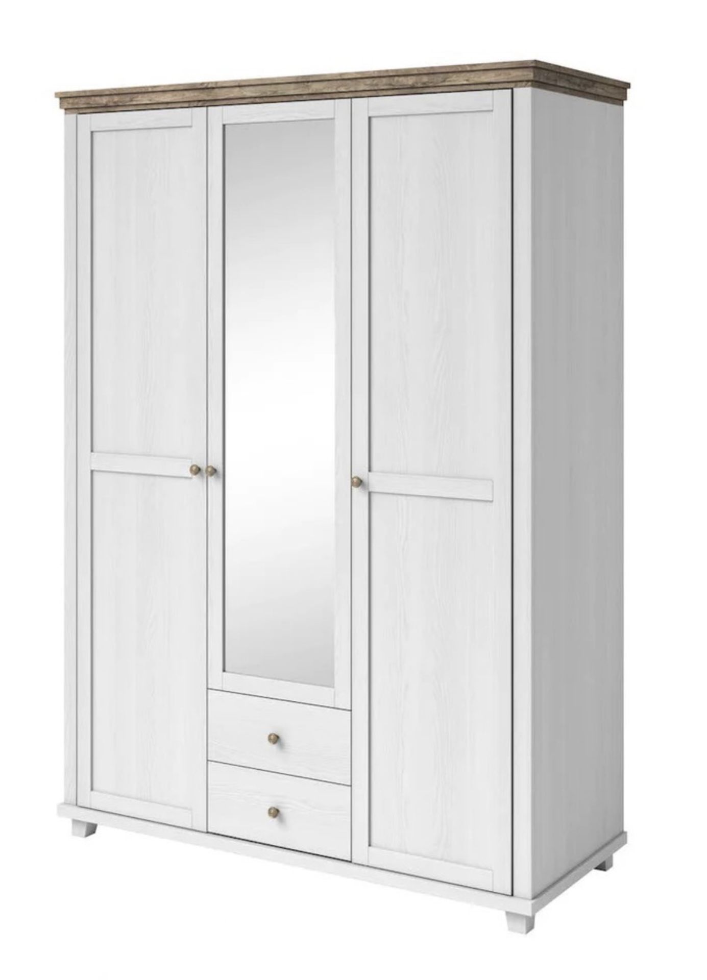 EVORA 3 DOORS HINGED WARDROBE IN WHITE/OAK - RRP £849 - Image 3 of 6