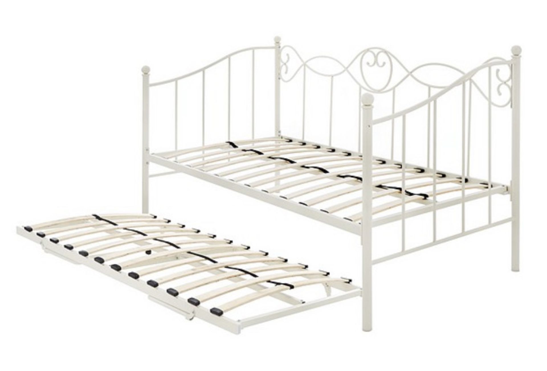 JULIETTE METAL DAY BED AND TRUNDLE BED IN IVORY - RRP £310 - Image 3 of 5