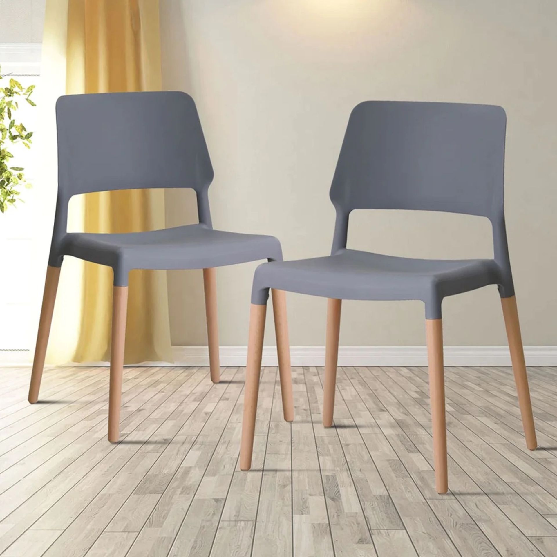 RIVA PAIR OF DINING CHAIRS IN GREY DURABLE PLASTIC - RRP £159 PER PAIR