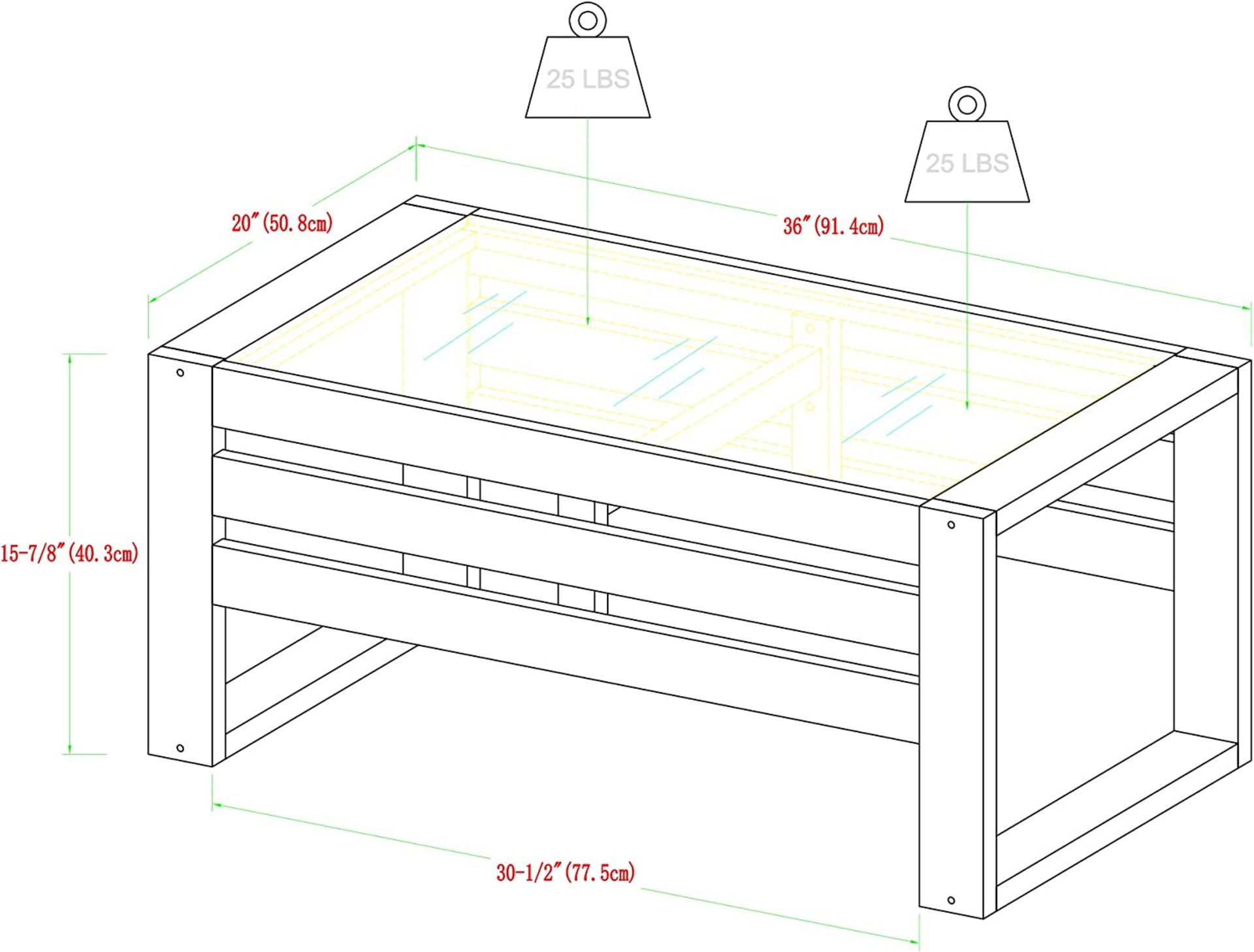 WALKER EDISON SORRENTO MODERN ACACIA WOODEN GLASS TOPPED OUTDOOR COFFEE TABLE - RRP £199 - Image 8 of 8