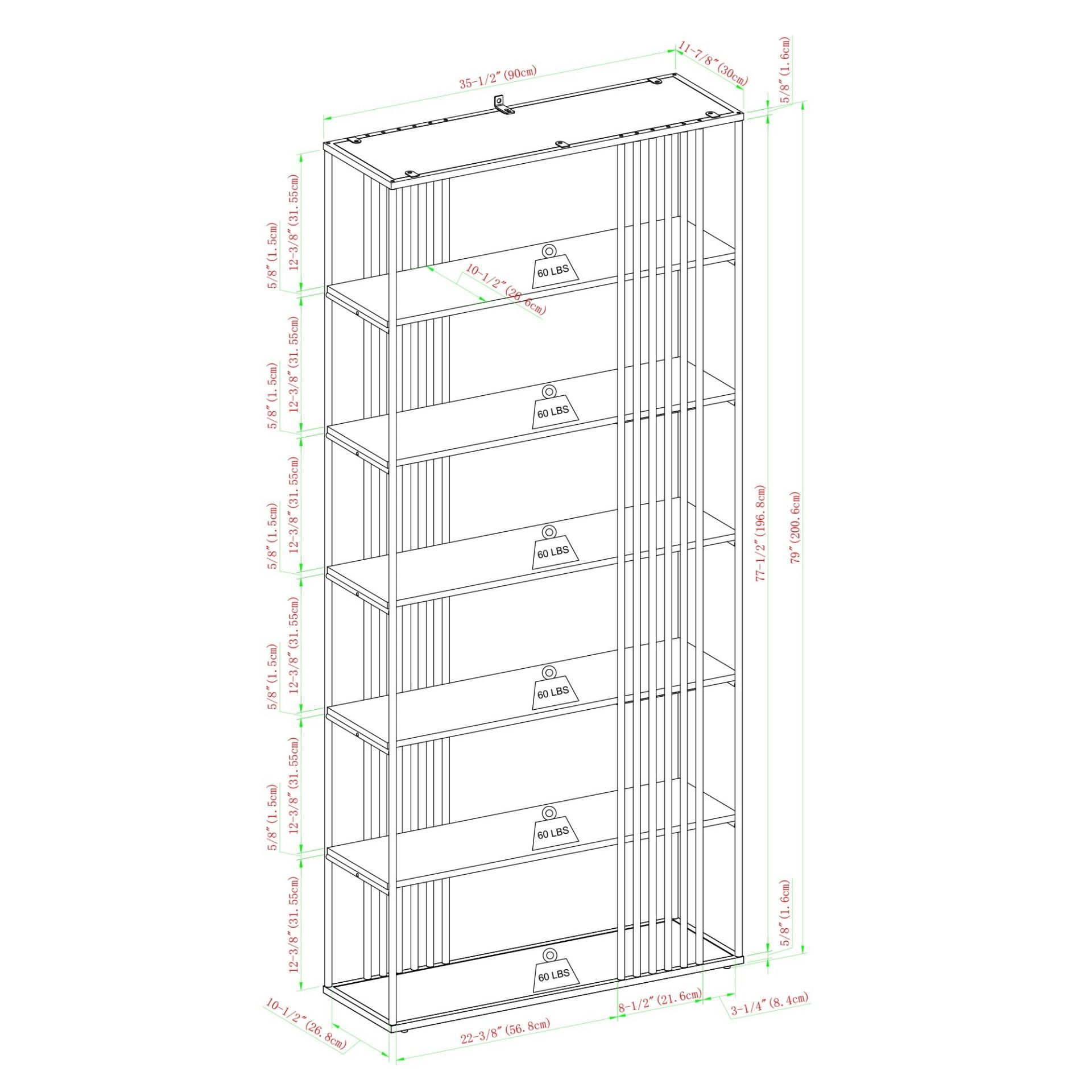 MIDDLEBROOK DESIGNS CONTEMPORARY OPEN SLAT BOOKCASE IN OAK/WHITE - RRP £425 - Image 3 of 3