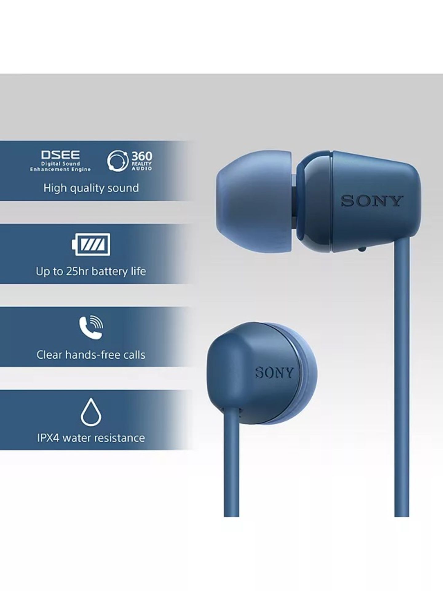 SONY WI-C100 BLUETOOTH WIRELESS IN-EAR HEADPHONES WITH MIC/REMOTE IN BLUE - RRP £35 - Image 4 of 6